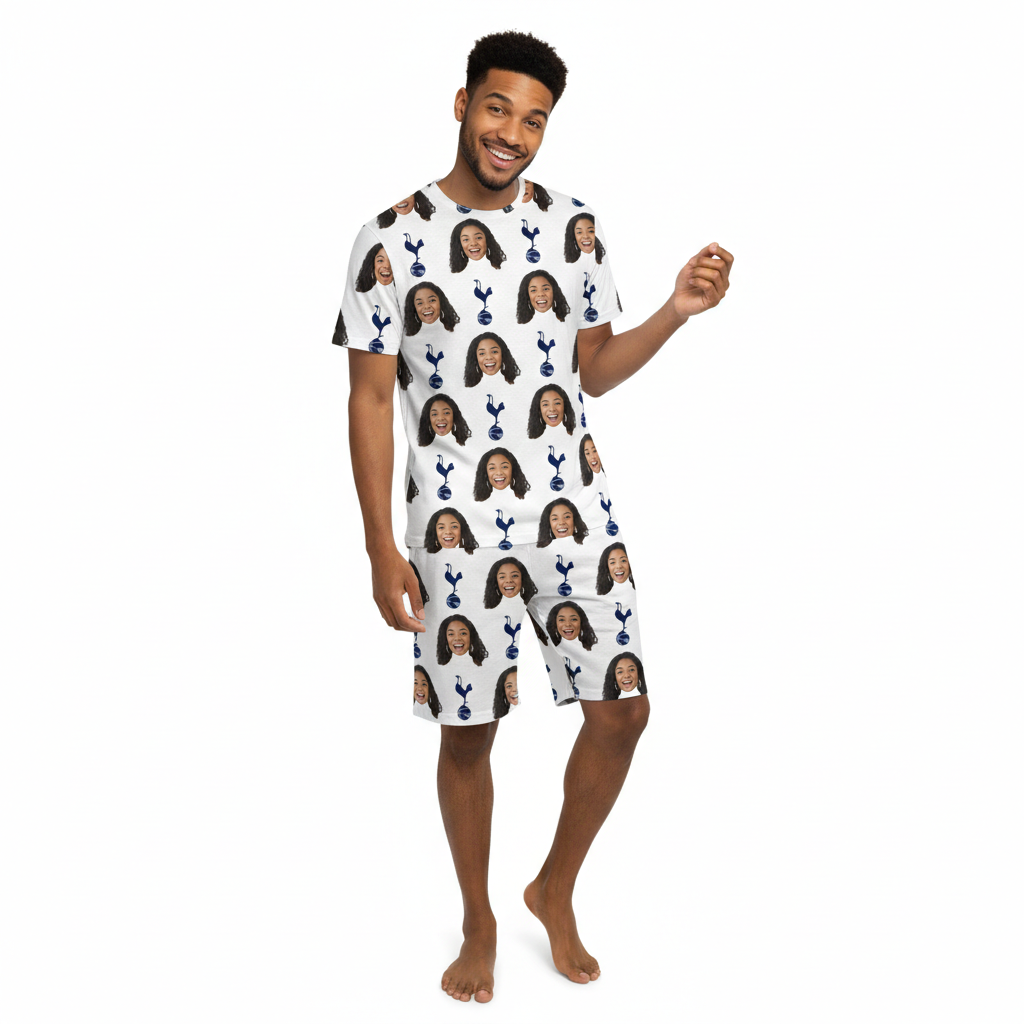 Personalised Men's Pyjamas - Spurs White Men's PJ Shorts Set