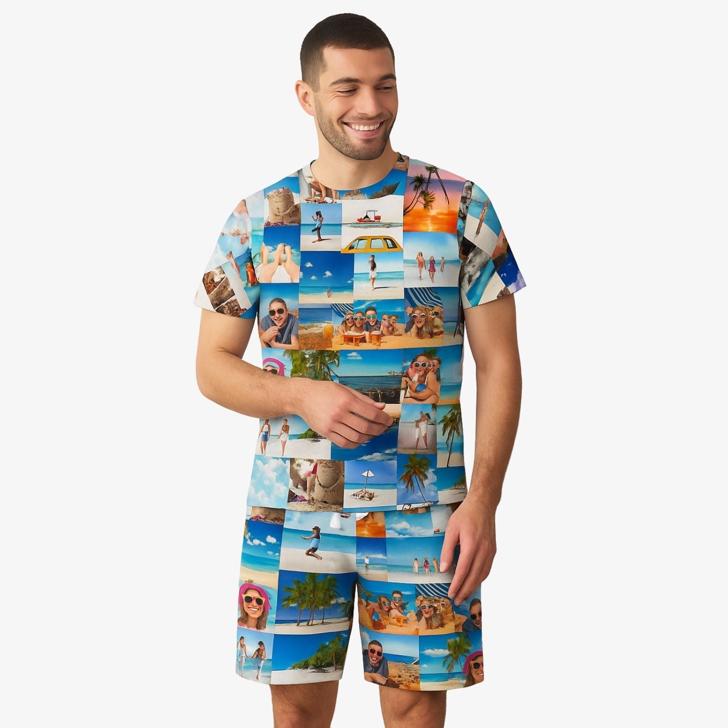 Men's Photo Collage PJs Shorts Set