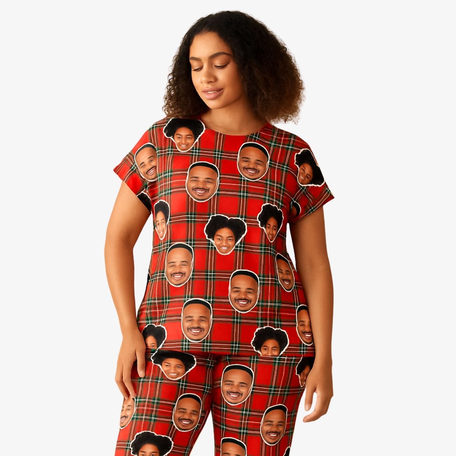 Women's Red Tartan Personalised Pyjamas - Trouser Set