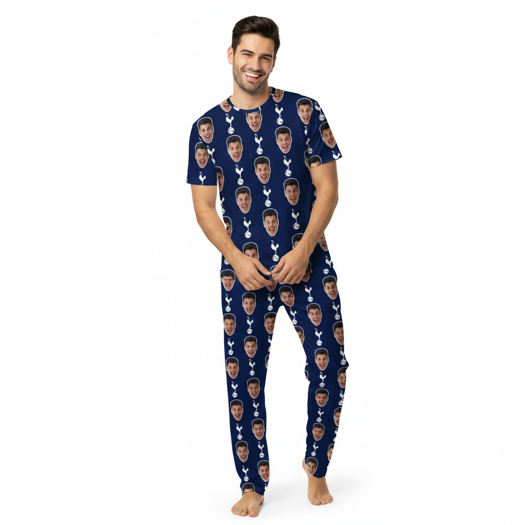 Spurs Navy Men's Personalised Pyjamas - Trouser Set