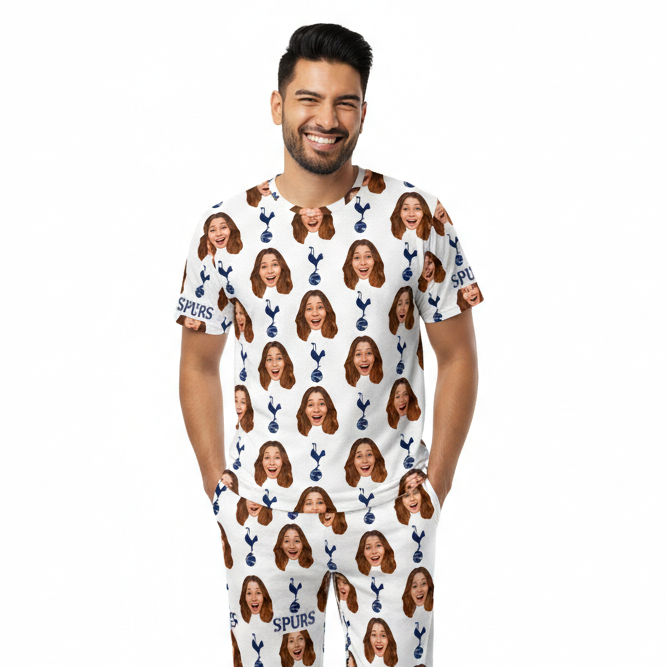 Spurs White Men's Personalised Pyjamas - Trouser Set