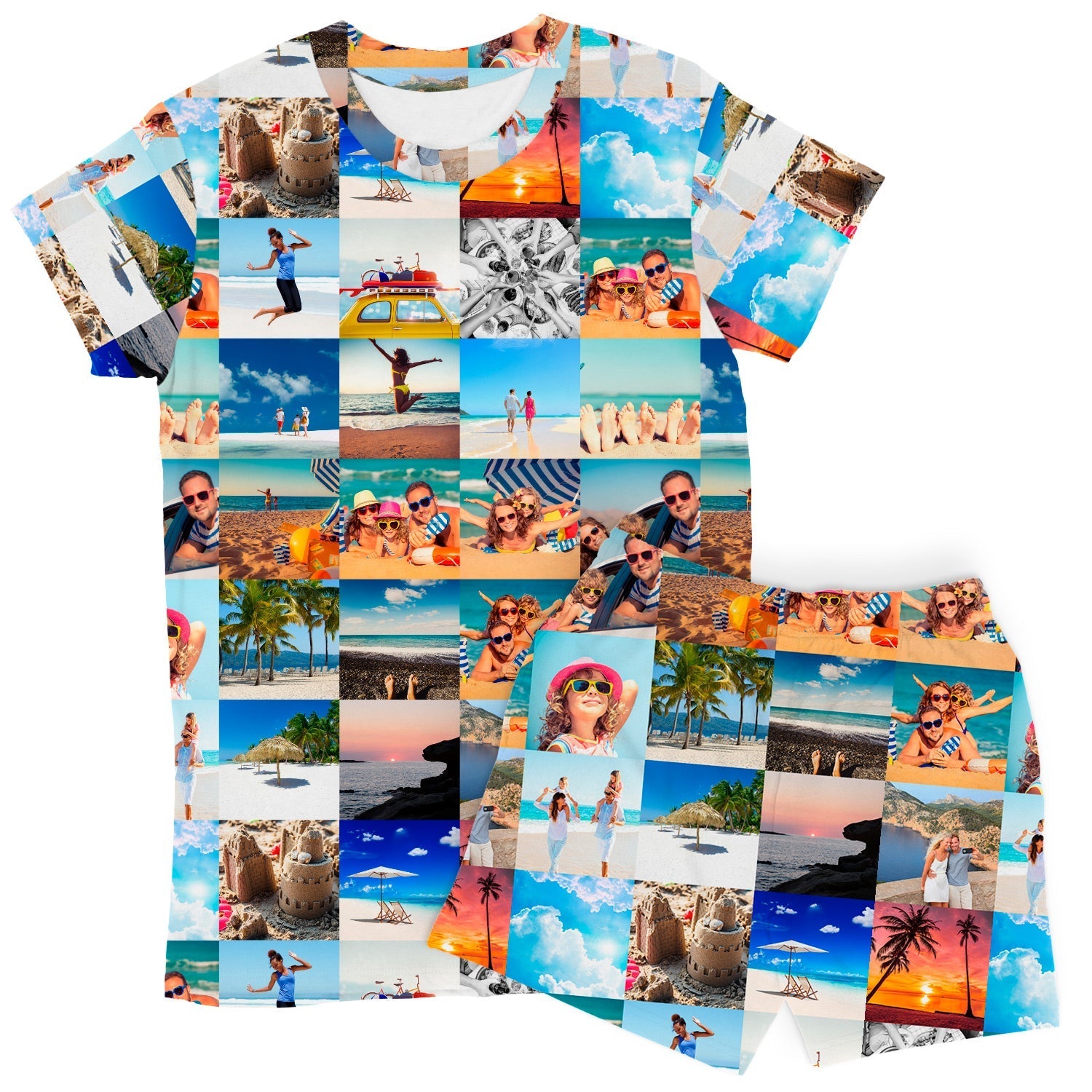 Photo Collage Custom Women's PJ Shorts Set
