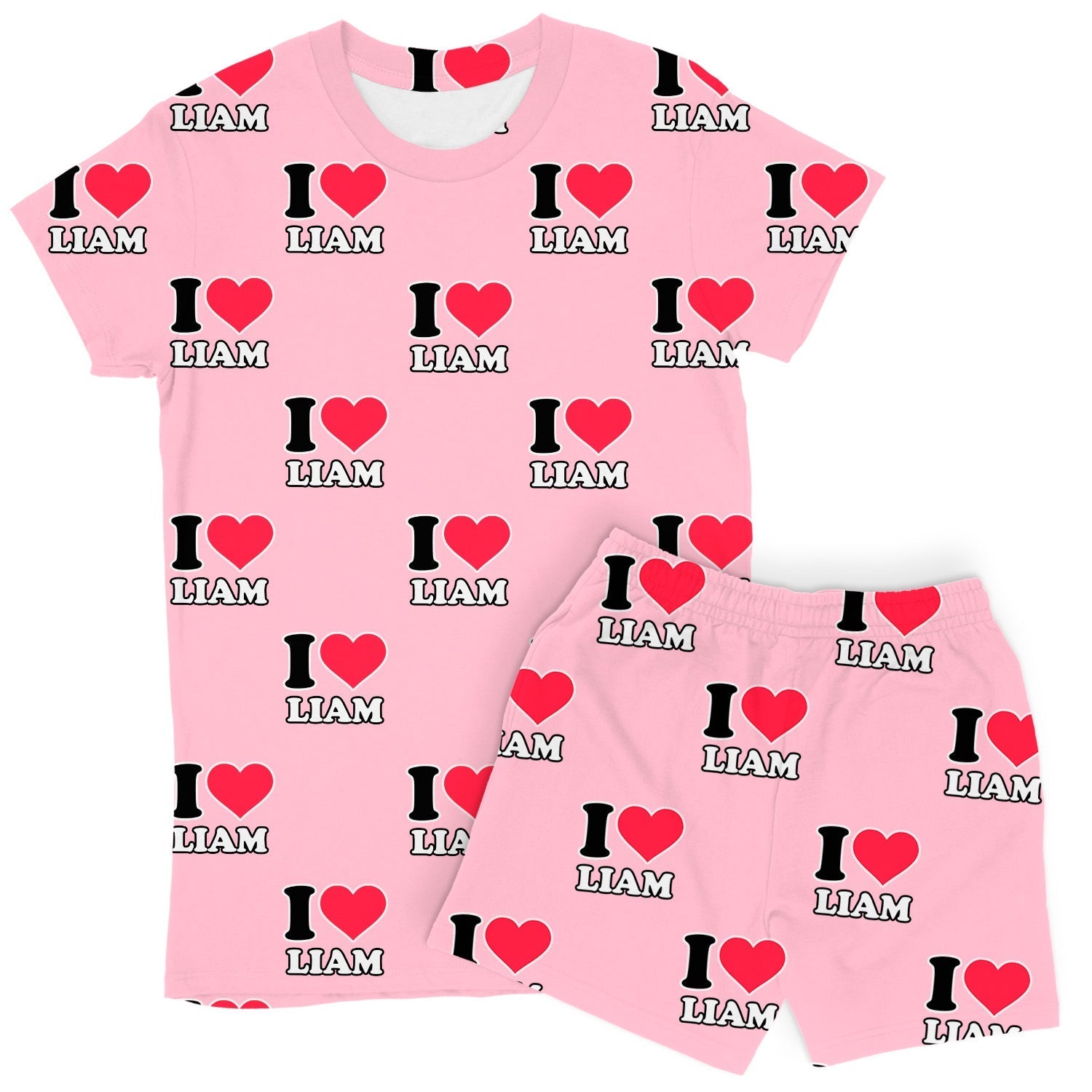 Women's I Heart Name Personalised PJs - Shorts Set