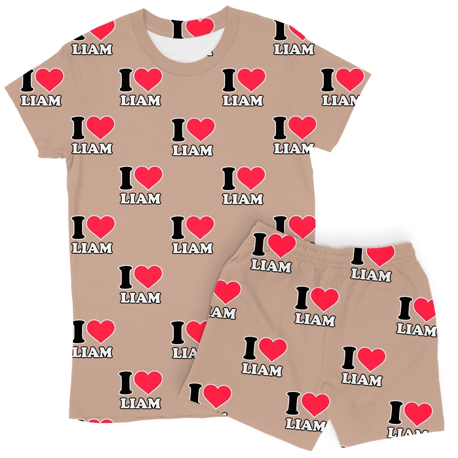 Women's I Heart Name Personalised PJs - Shorts Set