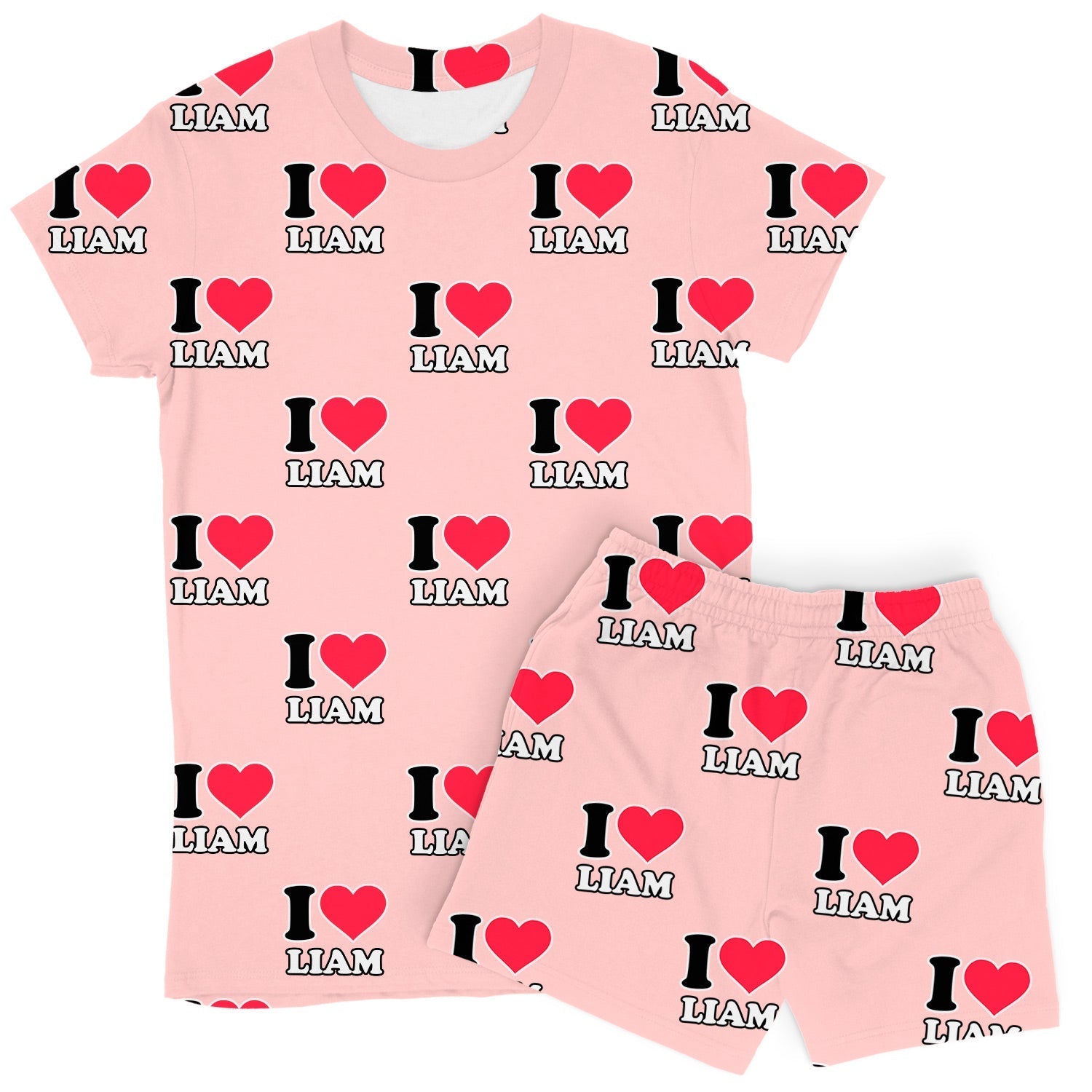 Women's I Heart Name Personalised PJs - Shorts Set