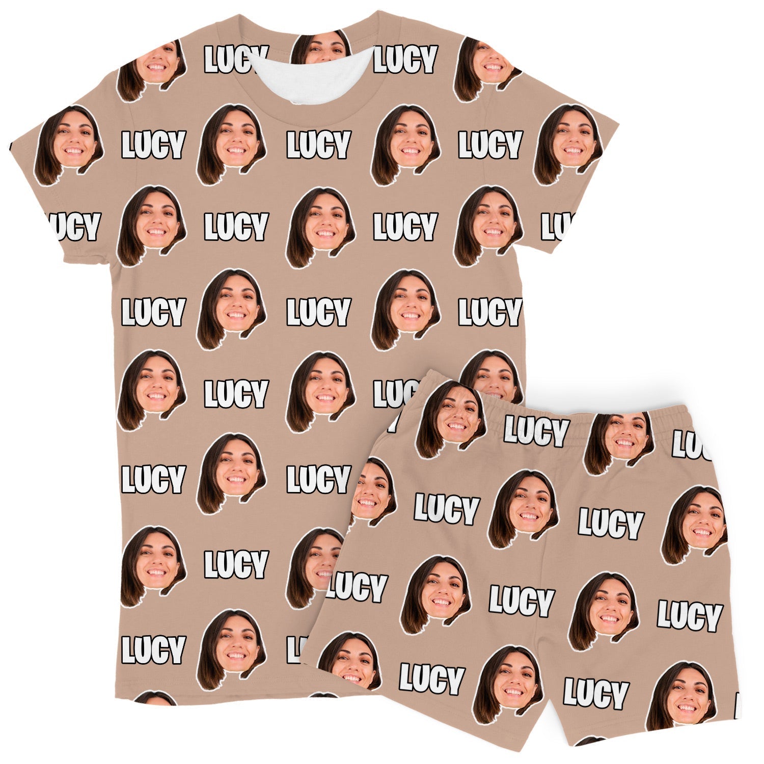 Women's Face & Name Personalised PJs - Shorts Set