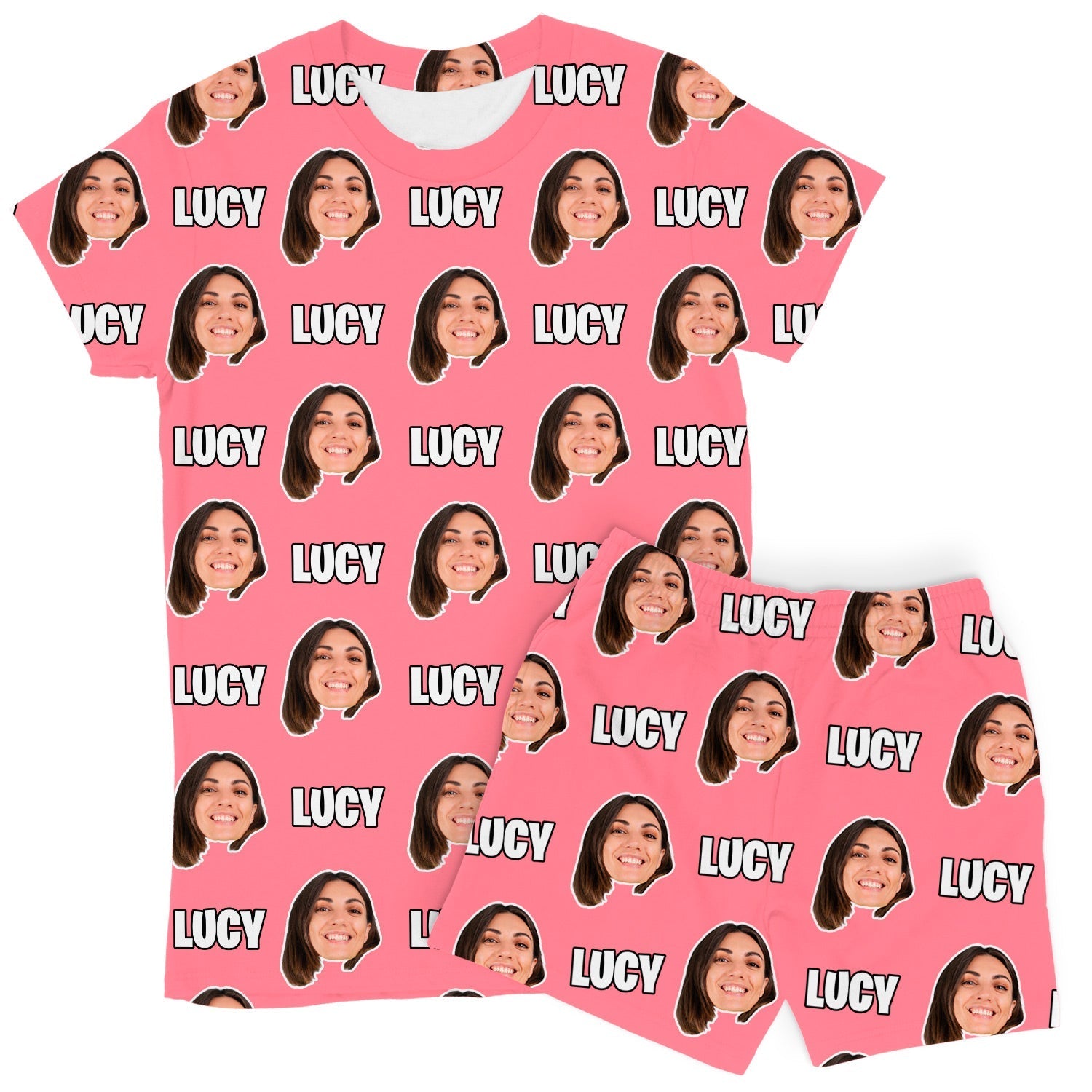 Women's Face & Name Personalised PJs - Shorts Set
