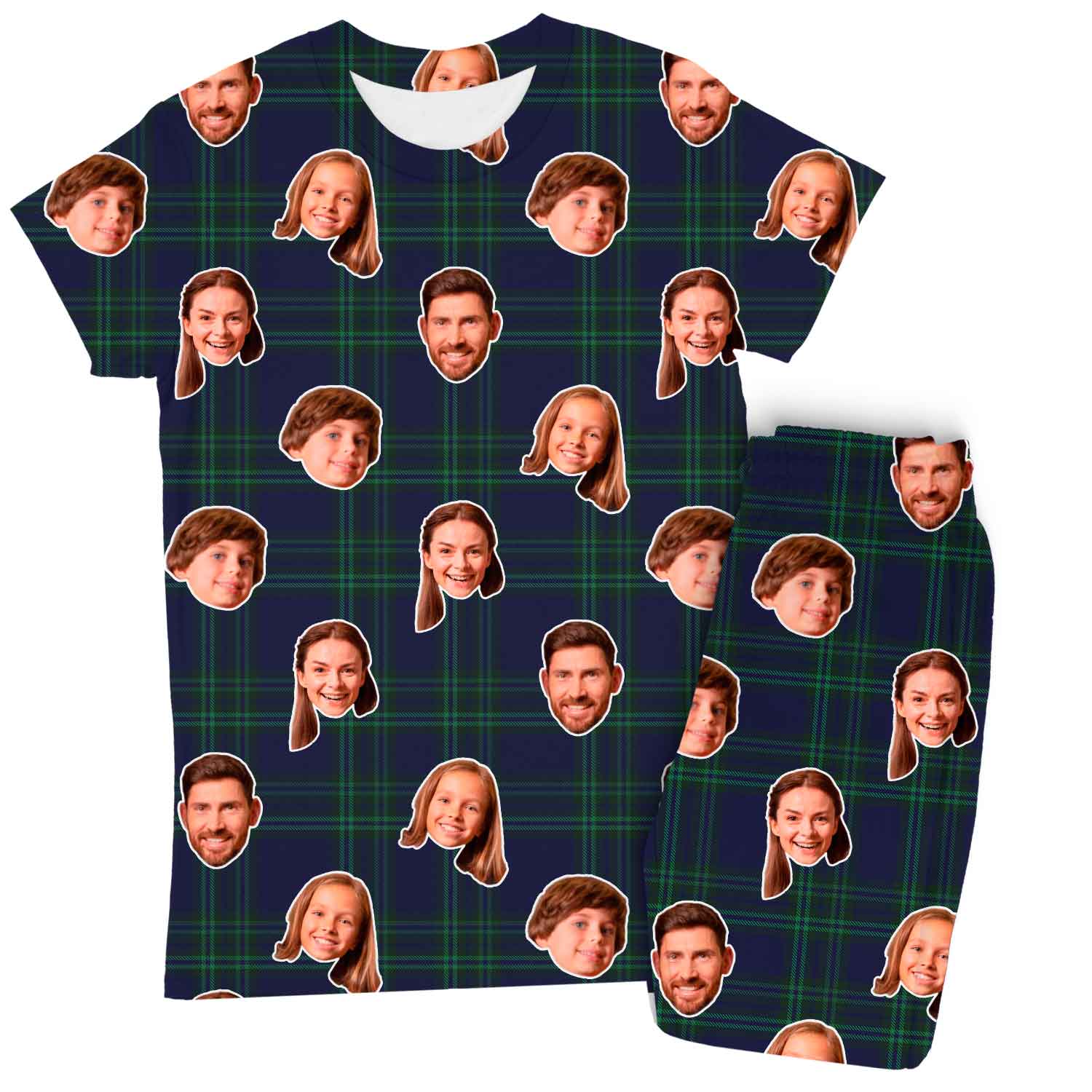 Navy Tartan Custom Women's PJ Trousers Set