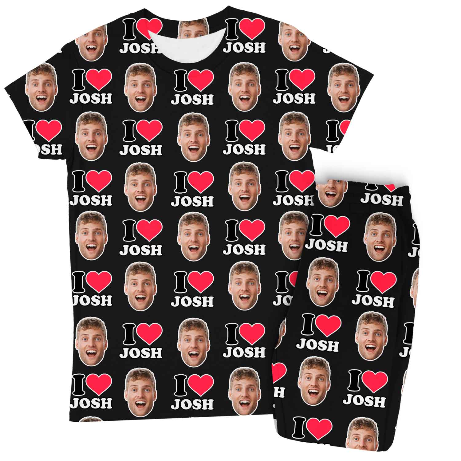 Women's I Heart Name & Face Personalised Pyjamas - Trouser Set