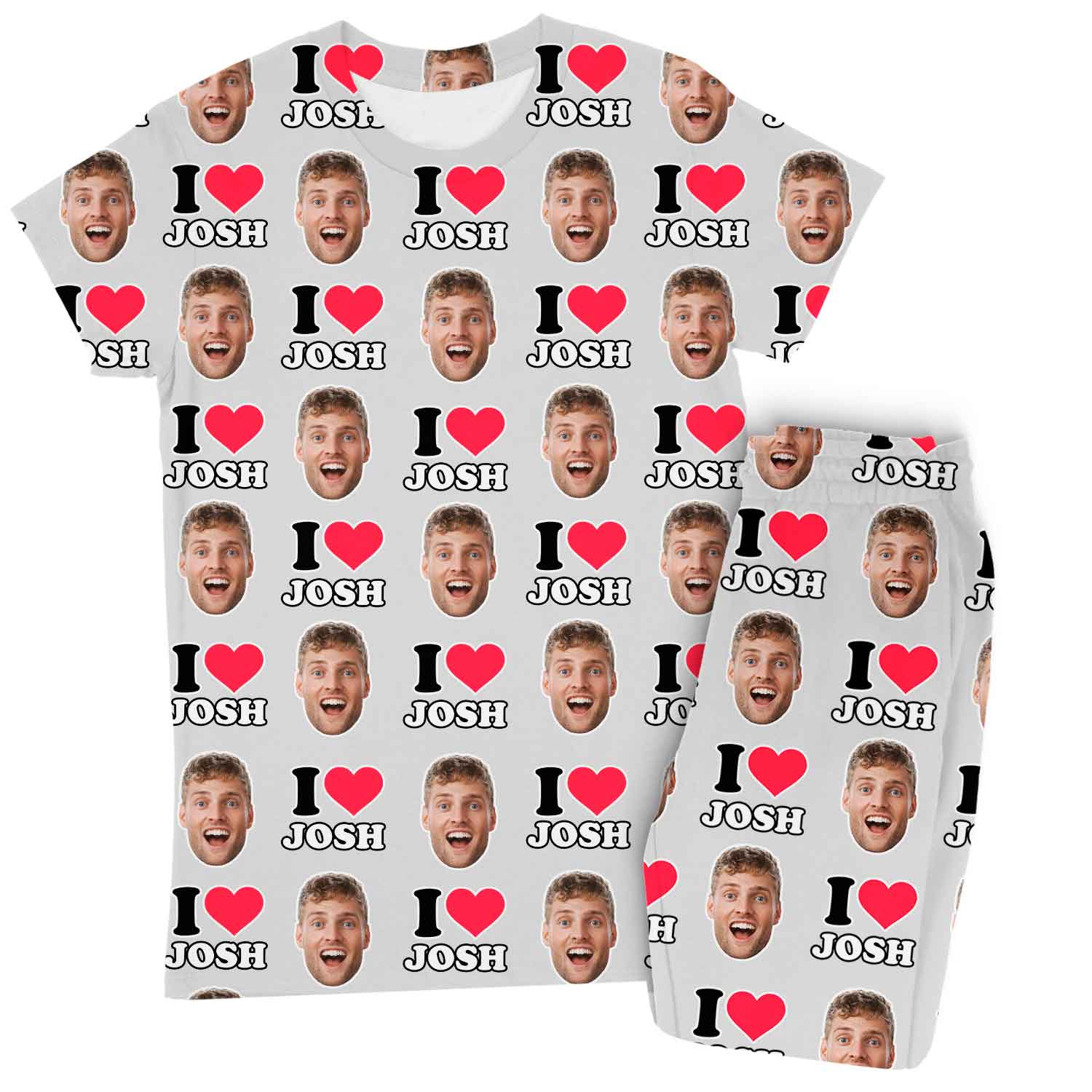 Women's I Heart Name & Face Personalised Pyjamas - Trouser Set