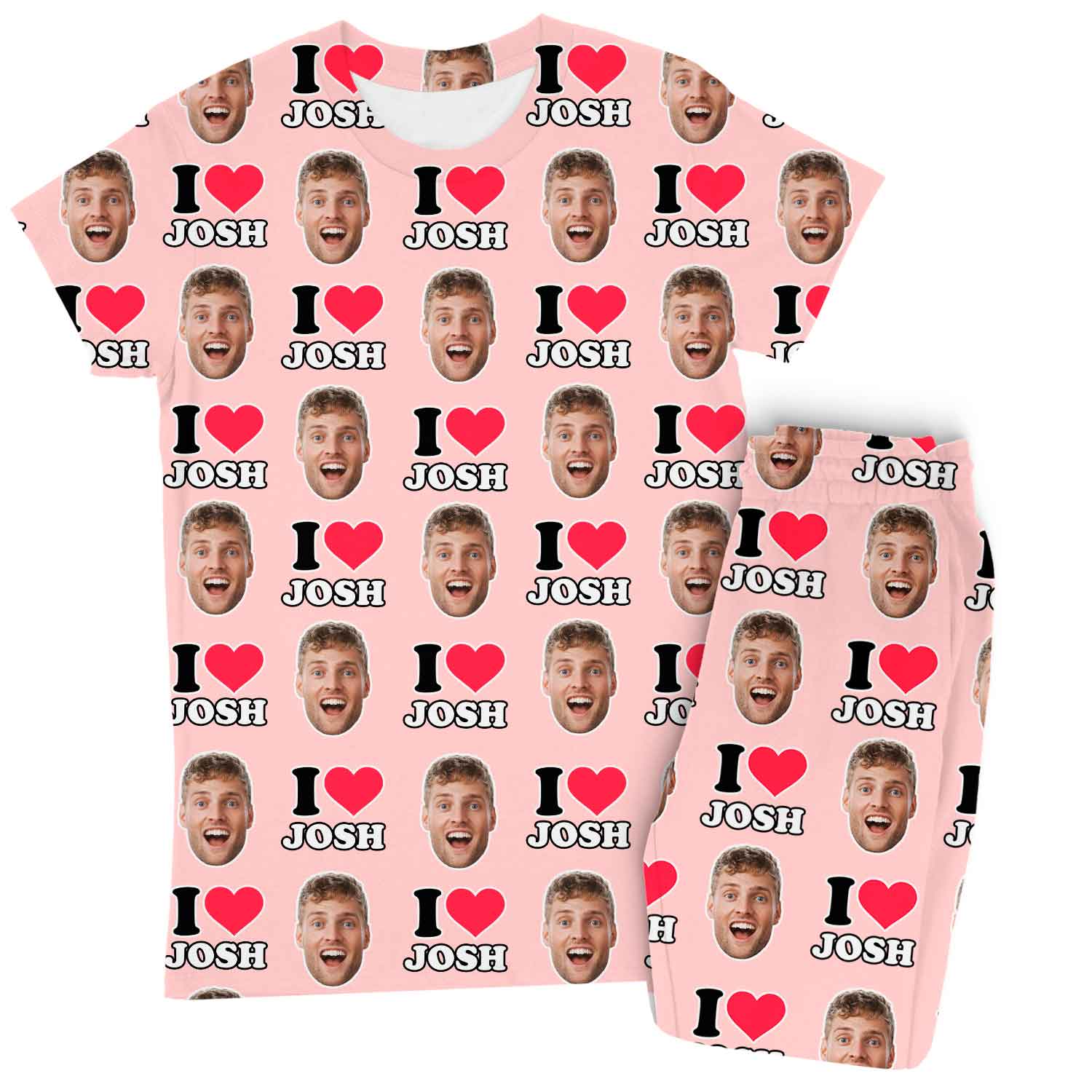 Women's I Heart Name & Face Personalised Pyjamas - Trouser Set