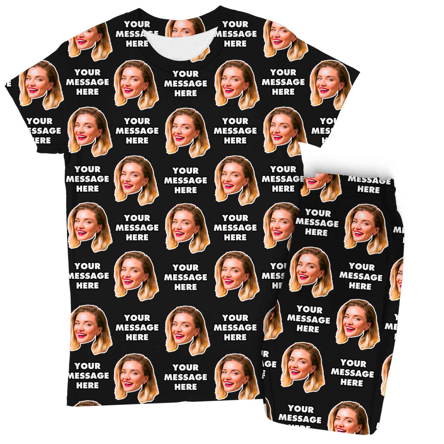 Women's Face & Message Personalised Pyjamas - Trouser Set