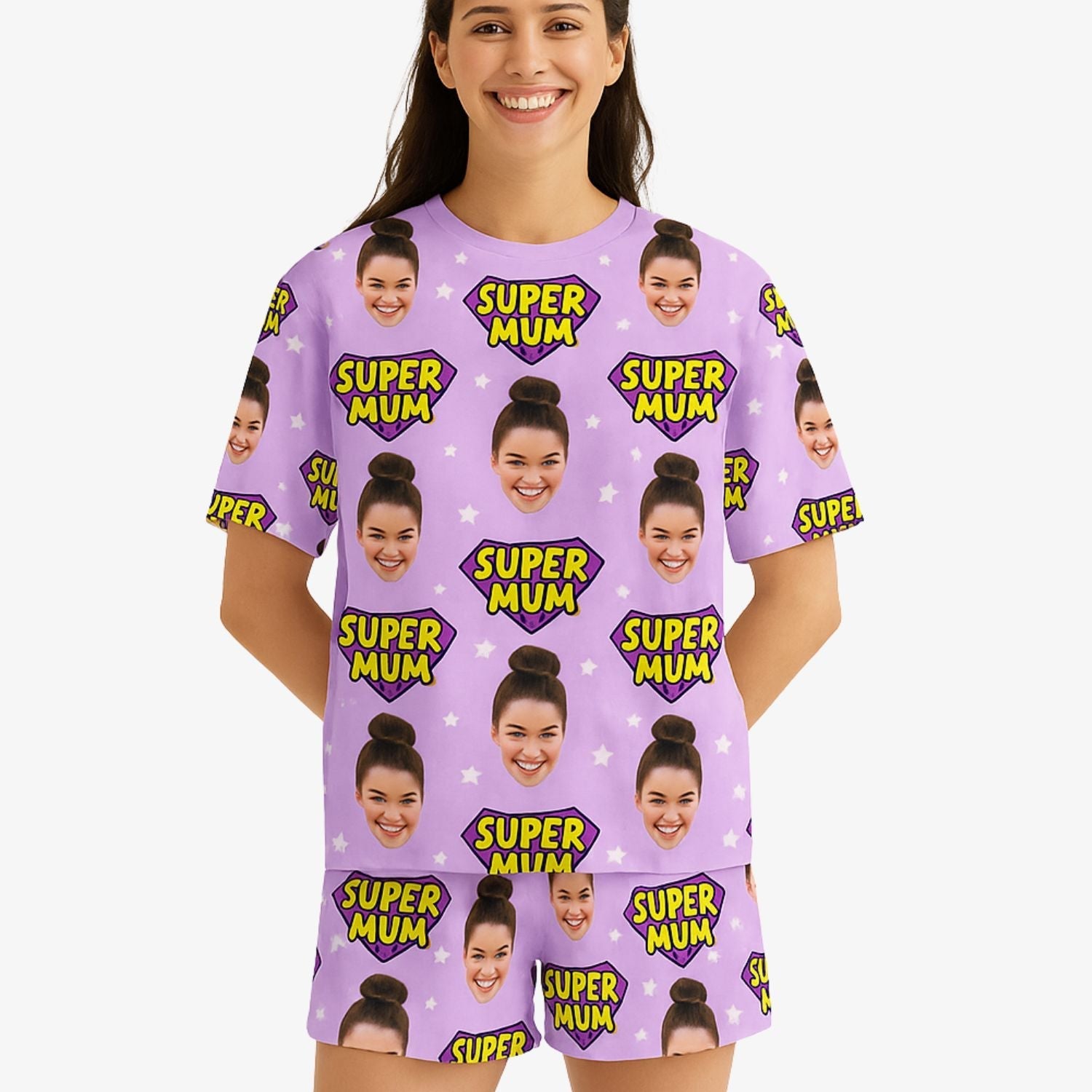 Women's Super Mum Personalised PJs - Shorts Set