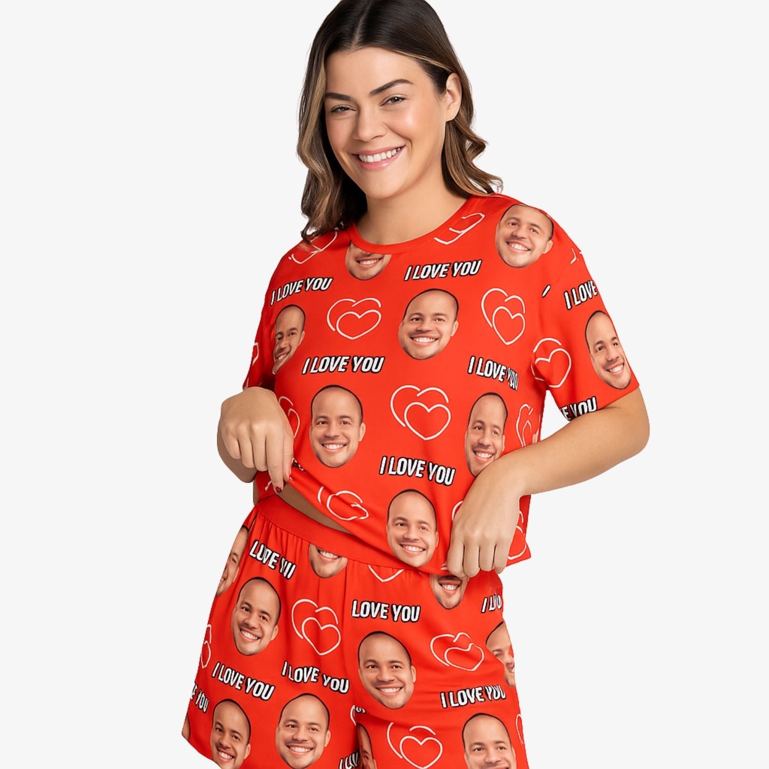 Women's I Love You Personalised PJs - Shorts Set