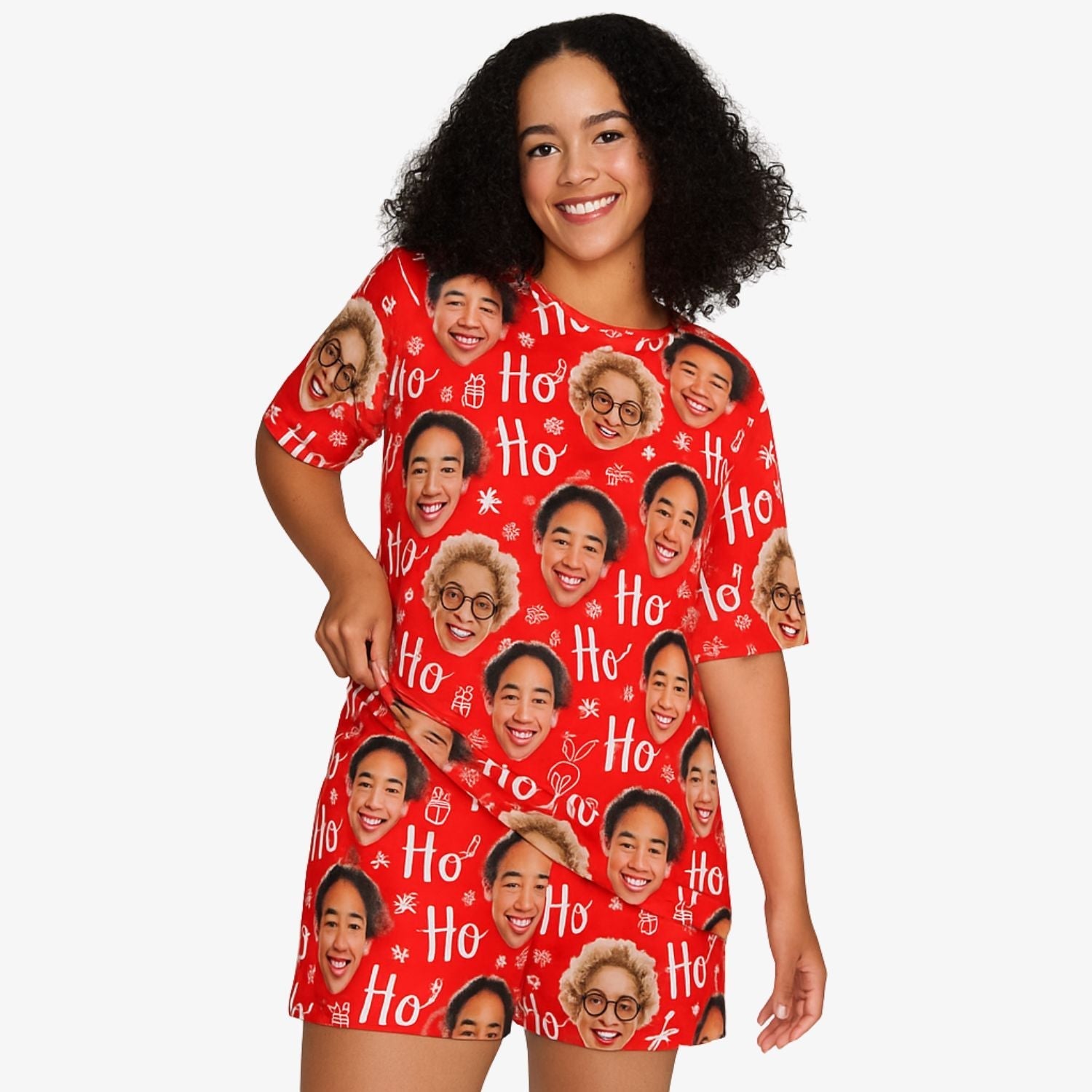 Women's Ho Ho Ho Personalised PJs - Shorts Set