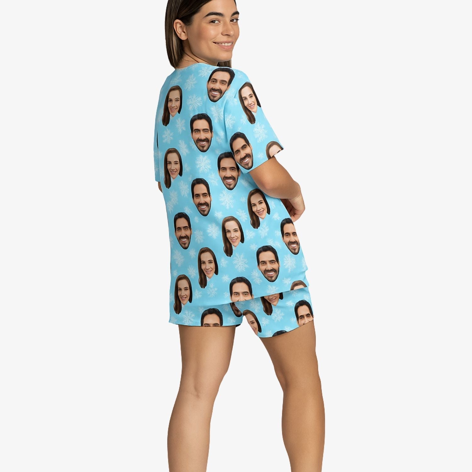 Women's Snowflake Personalised PJs - Shorts Set