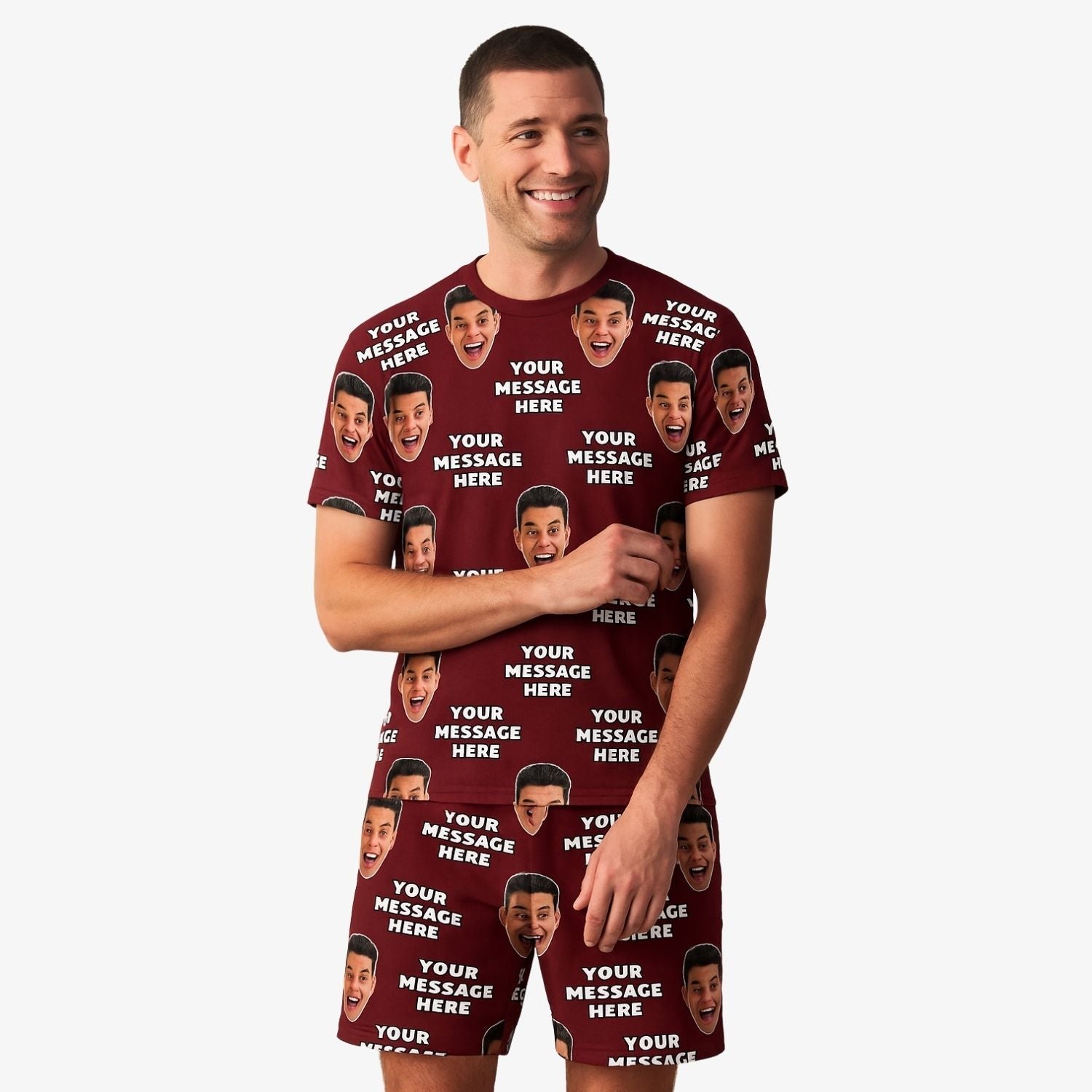 Your Face & Message Men's Personalised PJs - Shorts Set