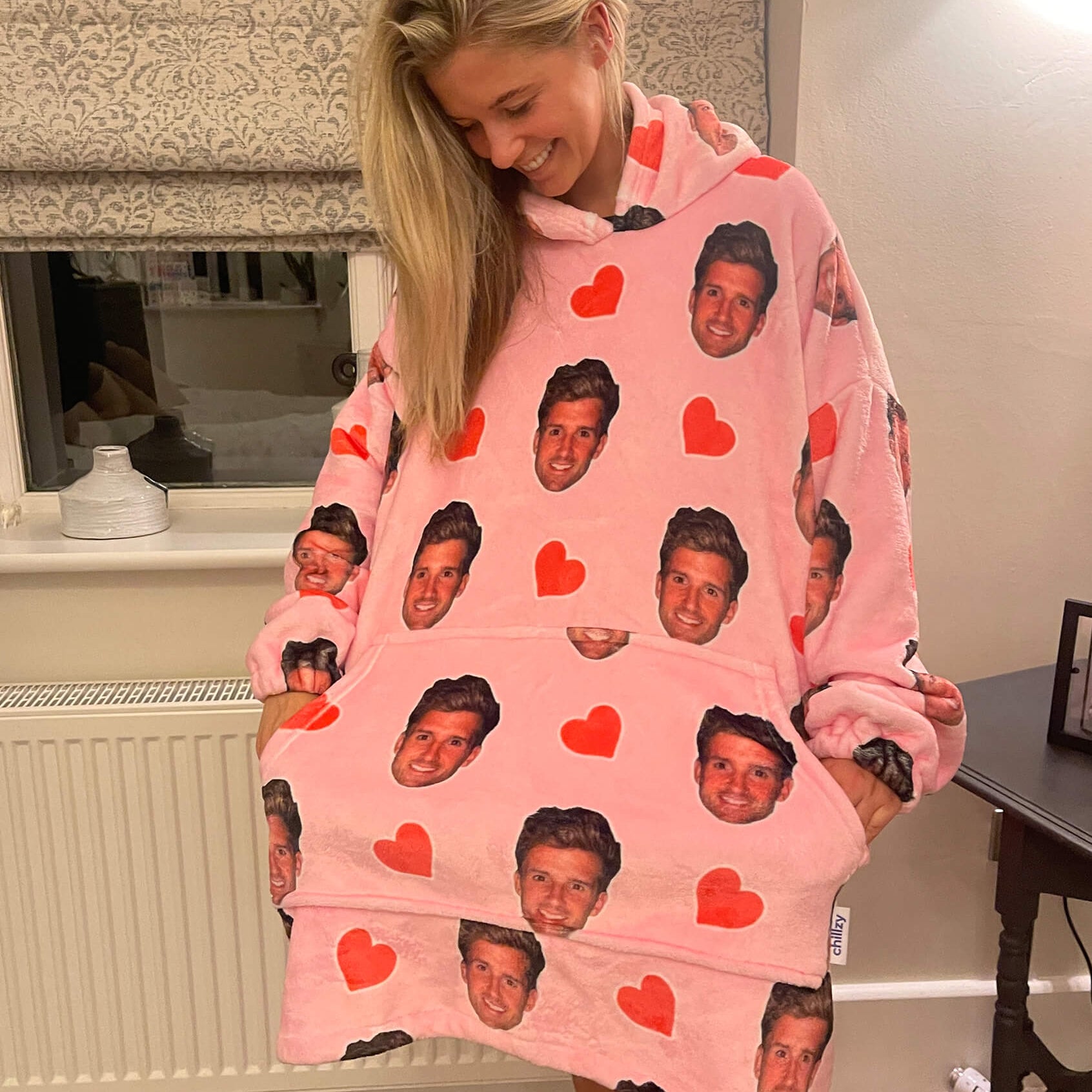 love hearts personalised hooded blanket valentines gifts