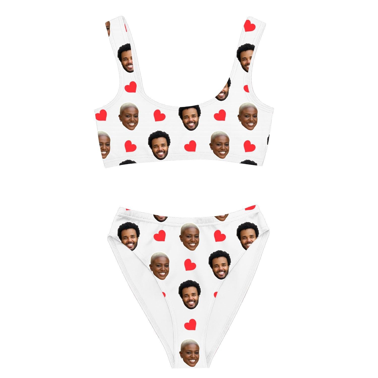 Red Hearts Custom White Bikini Set
