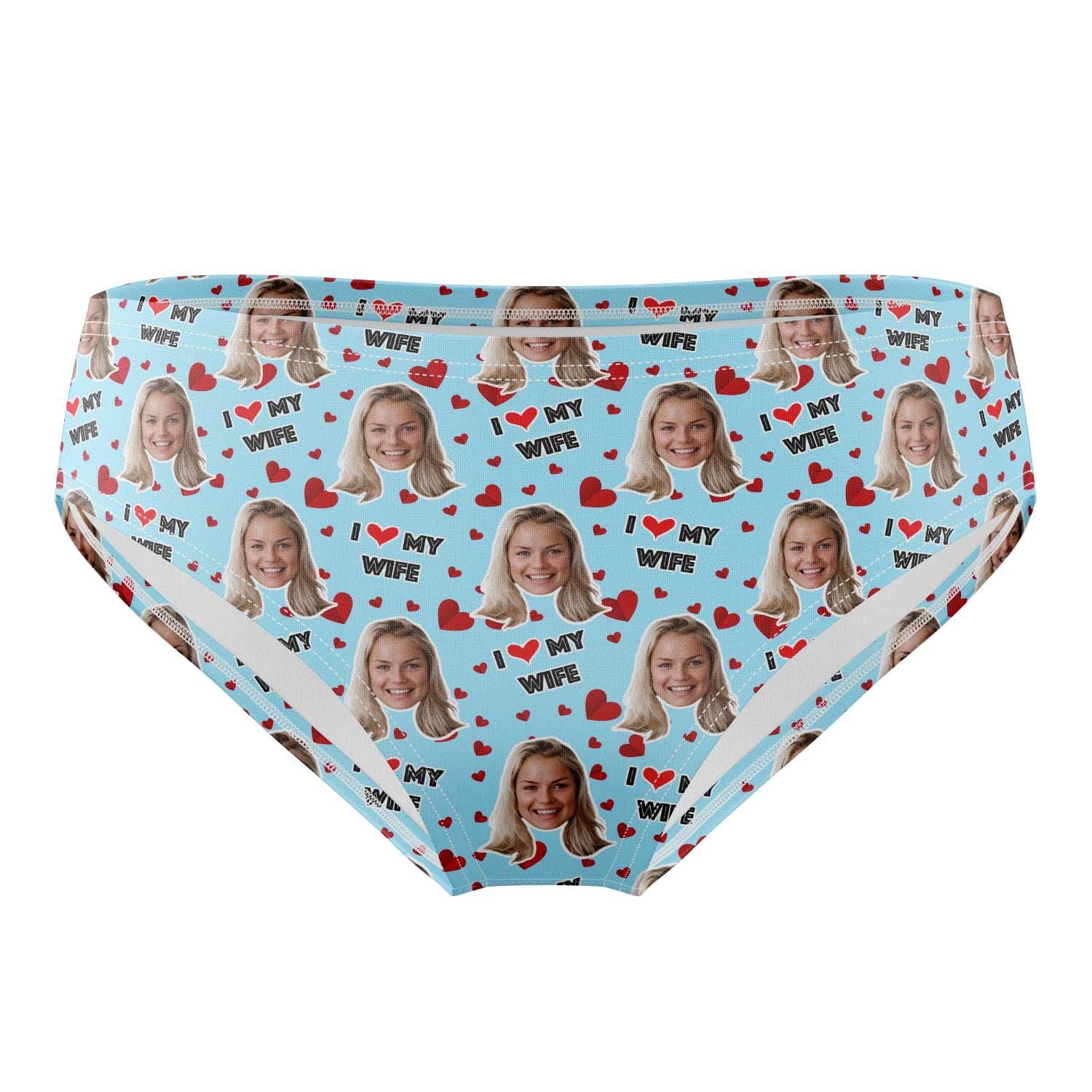 I Love My Wife Personalised Face Swim Trunks