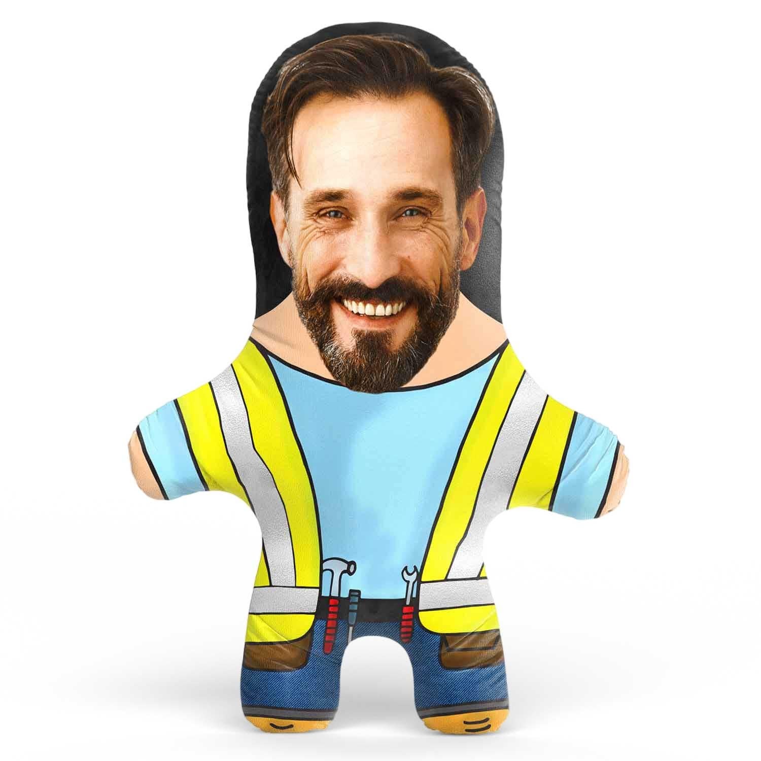 Builder Face Pillow Personalised Teddy Bear