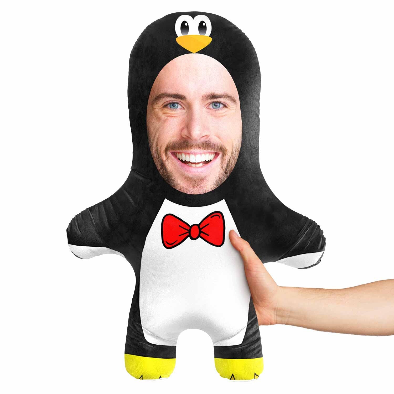 Penguin Face Pillow Personalised Teddy Bear | Custom Photo Teddy Bear | Penguin Gift
