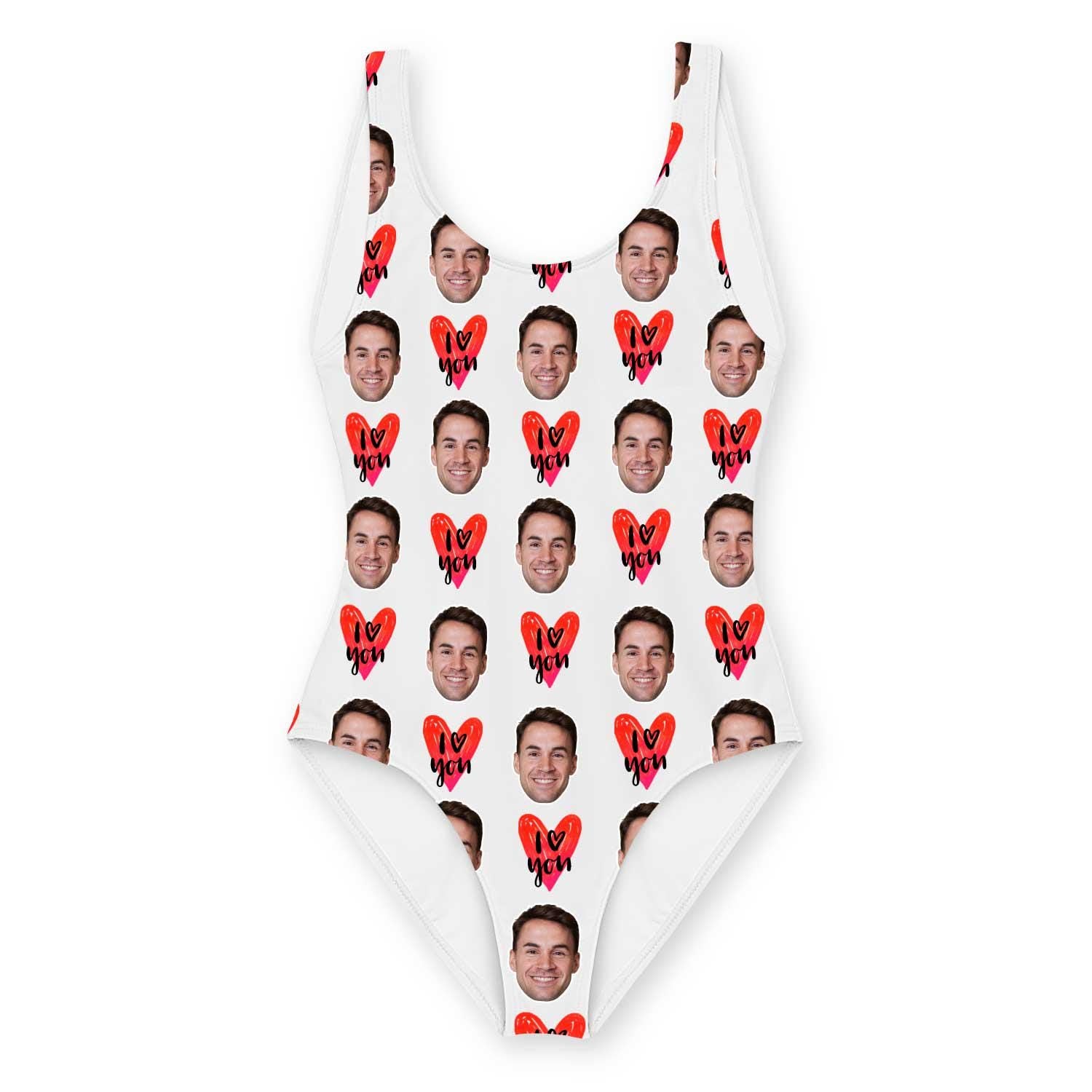 I Heart You Swimsuit Personalised With Face