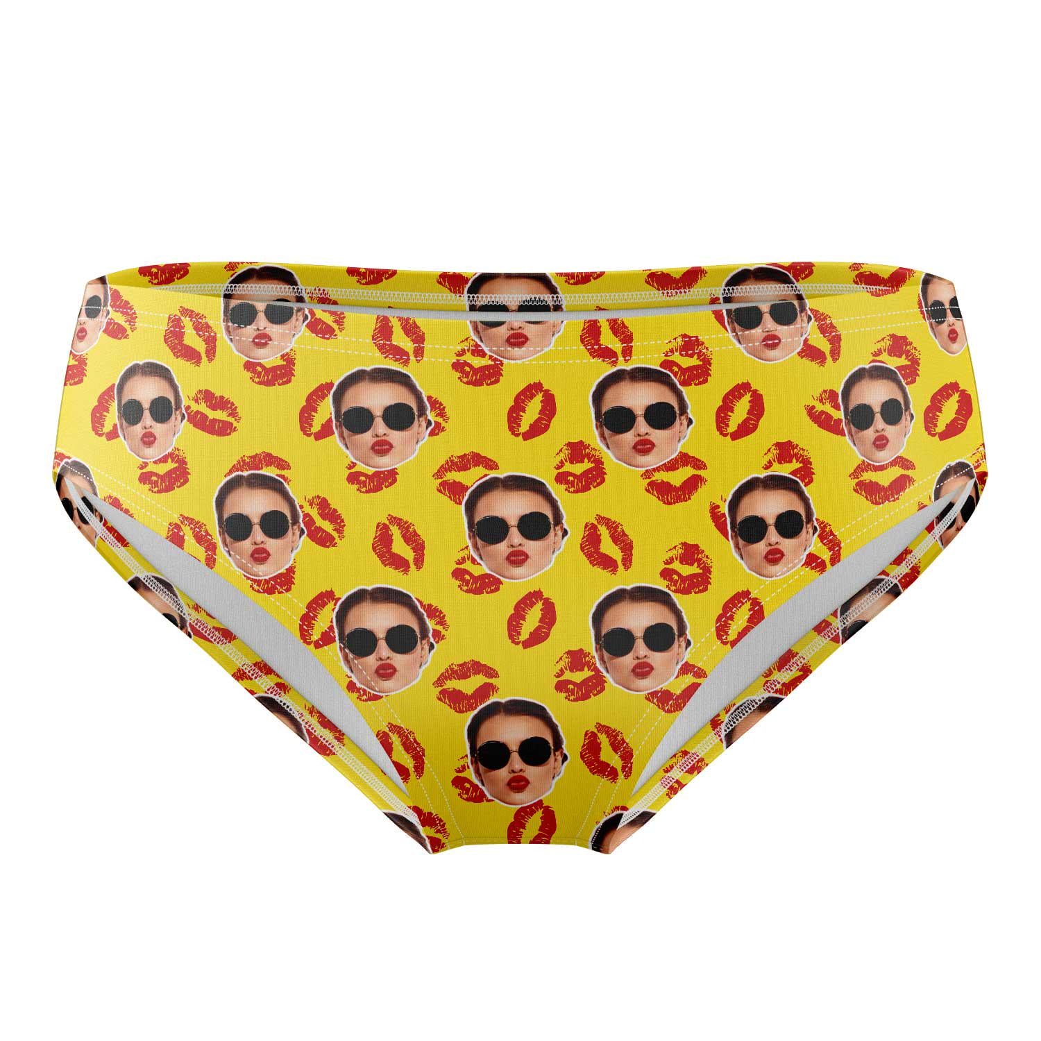 Kiss Lips Face Pattern Swim Trunks