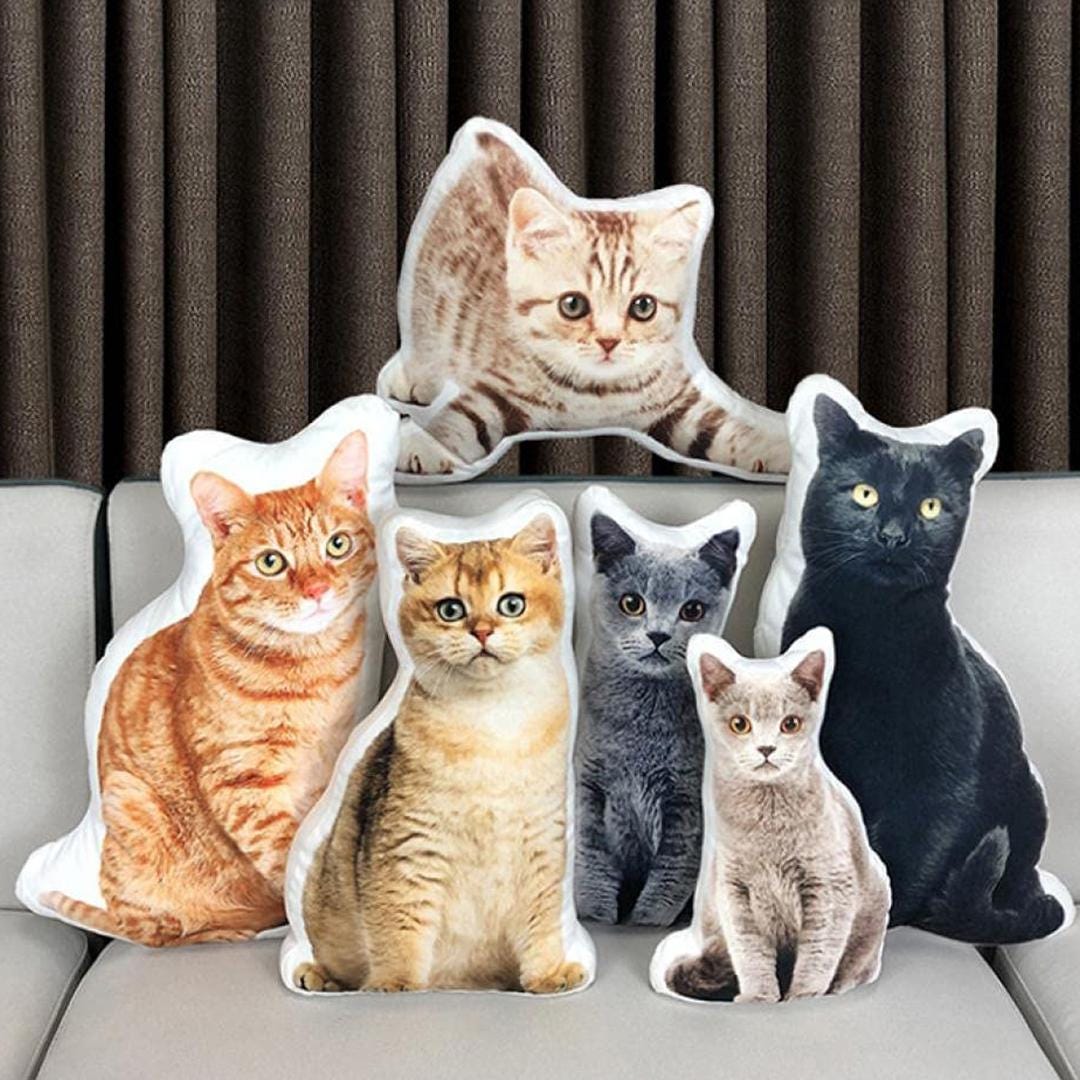 Cat Photo Face Pillow | Personalised Cat Pillow | Custom Pet Shaped Cushion