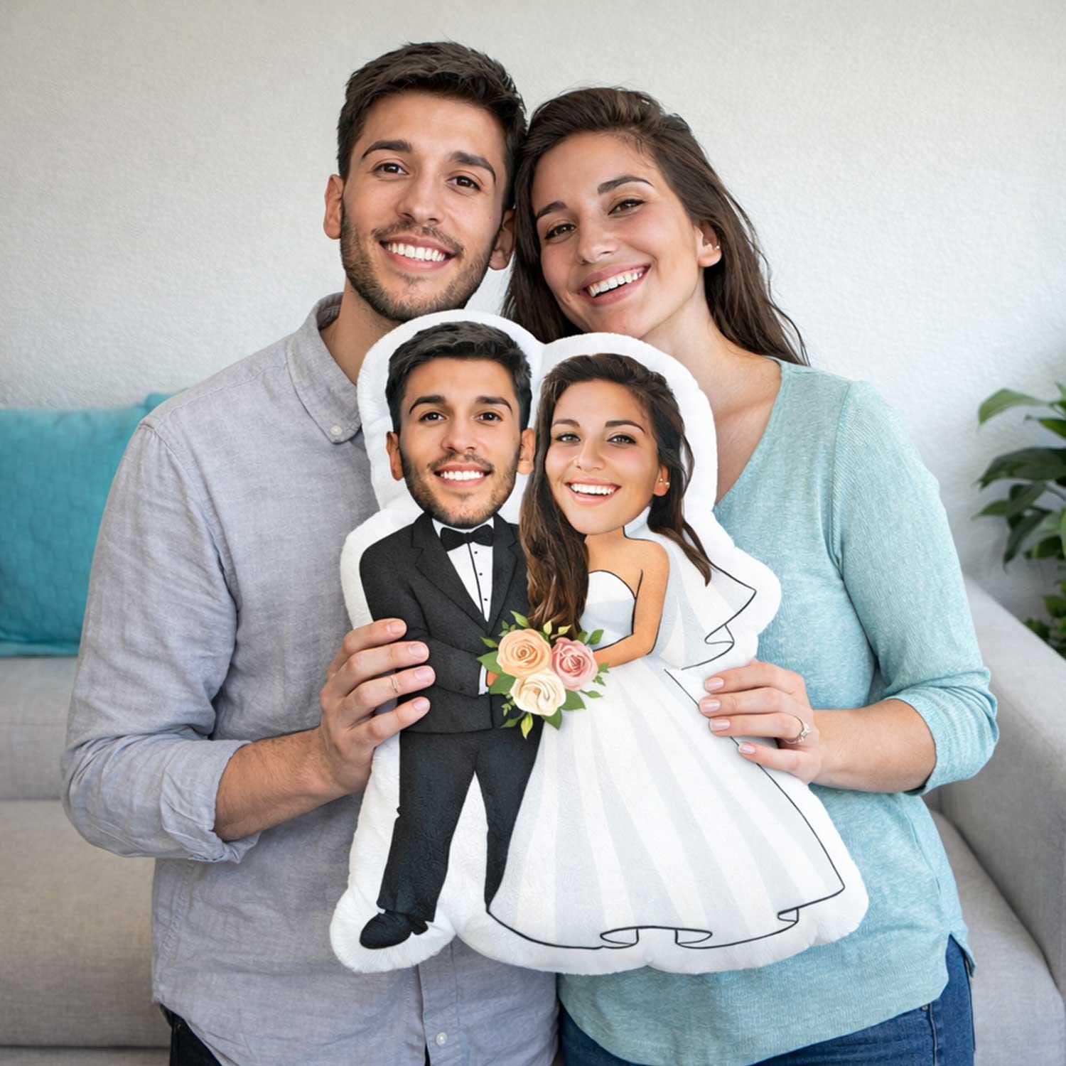 Married Couple Personalised Wedding Pillow | Custom Bride & Groom Photo Cushion | Unique Wedding Gift