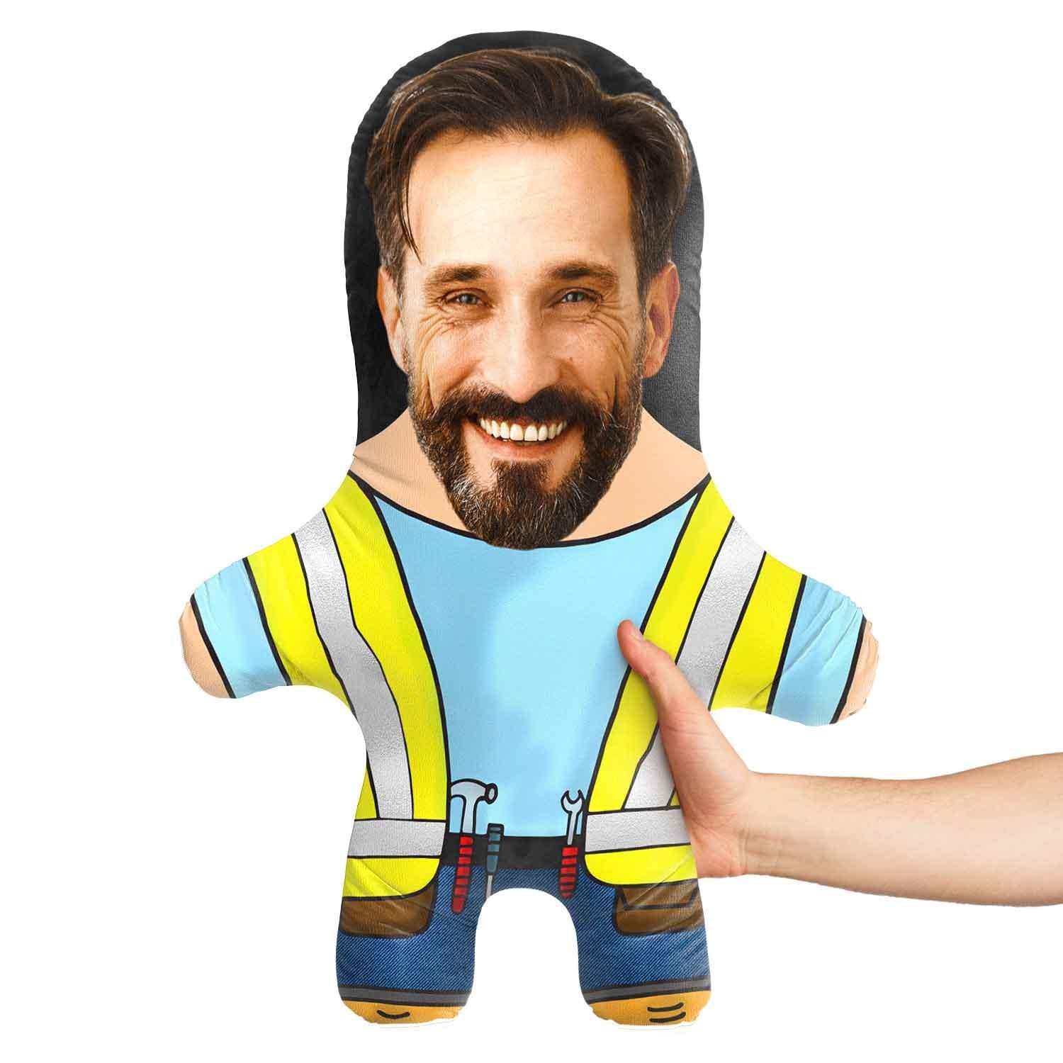 Builder Face Pillow Personalised Teddy Bear