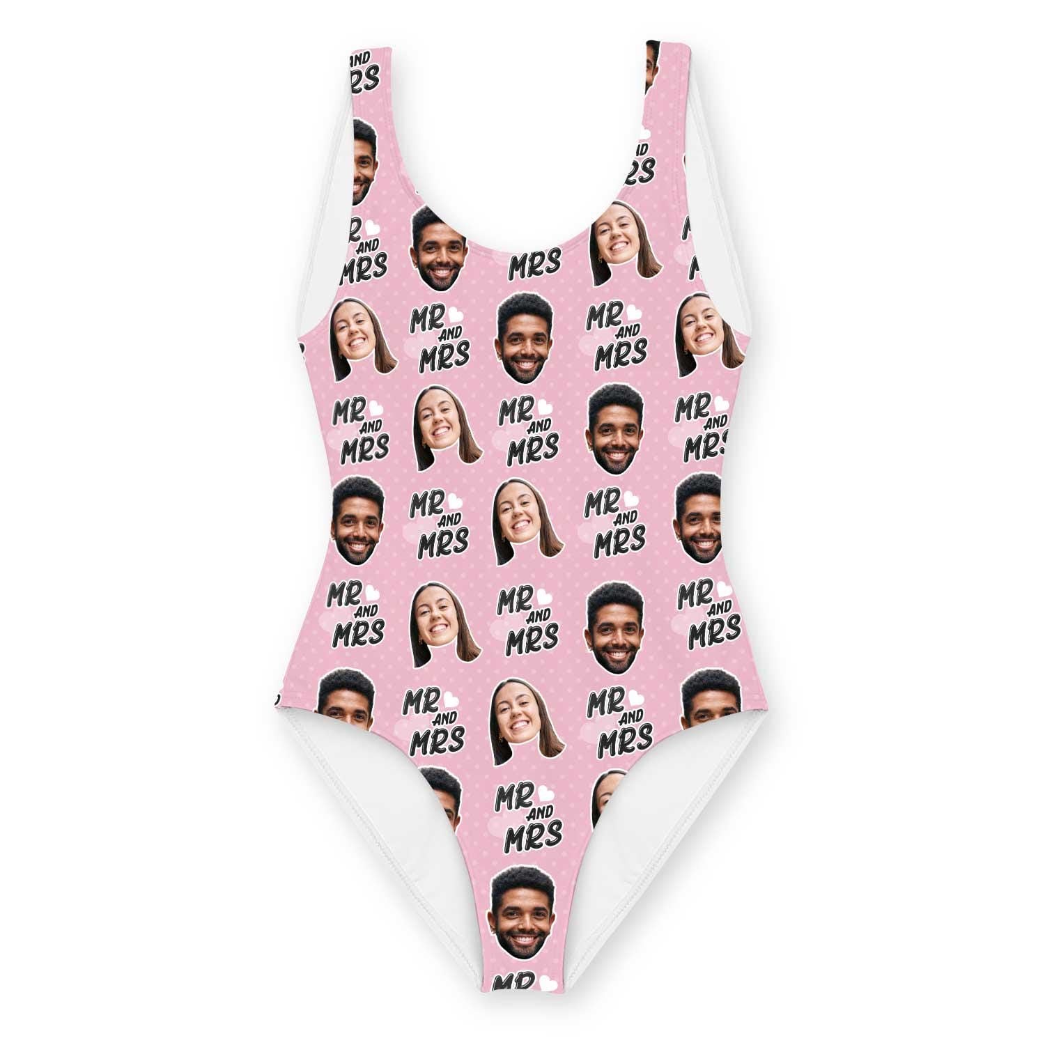 Mr & Mrs Swimsuit Personalised With Faces