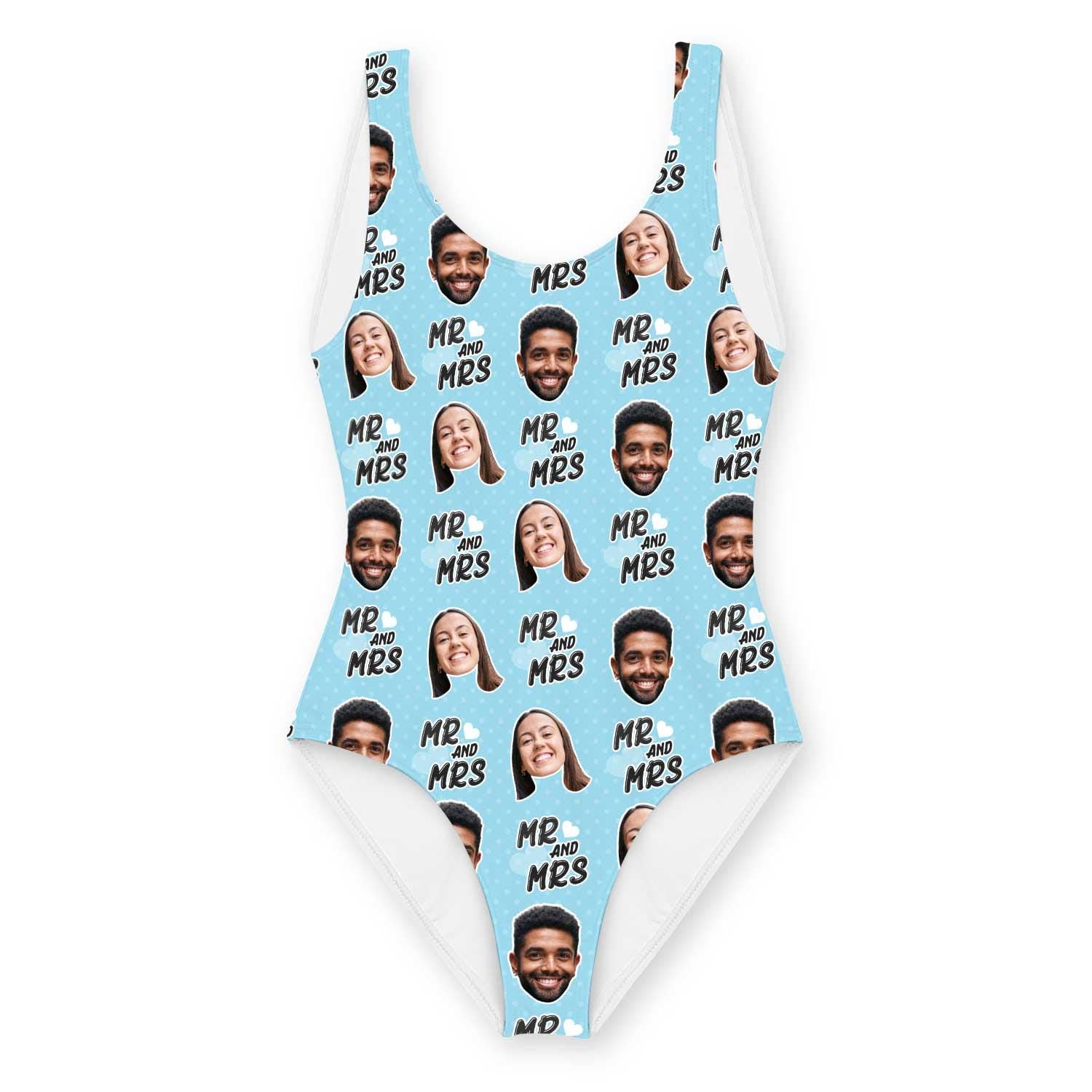 Mr & Mrs Swimsuit Personalised With Faces