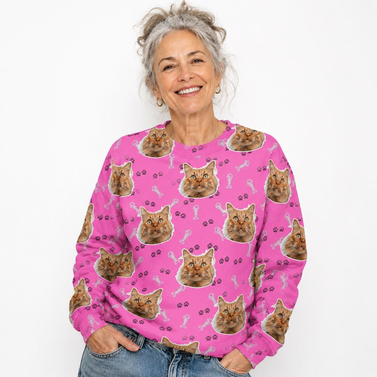 Cat Pattern Personalised Sweatshirt