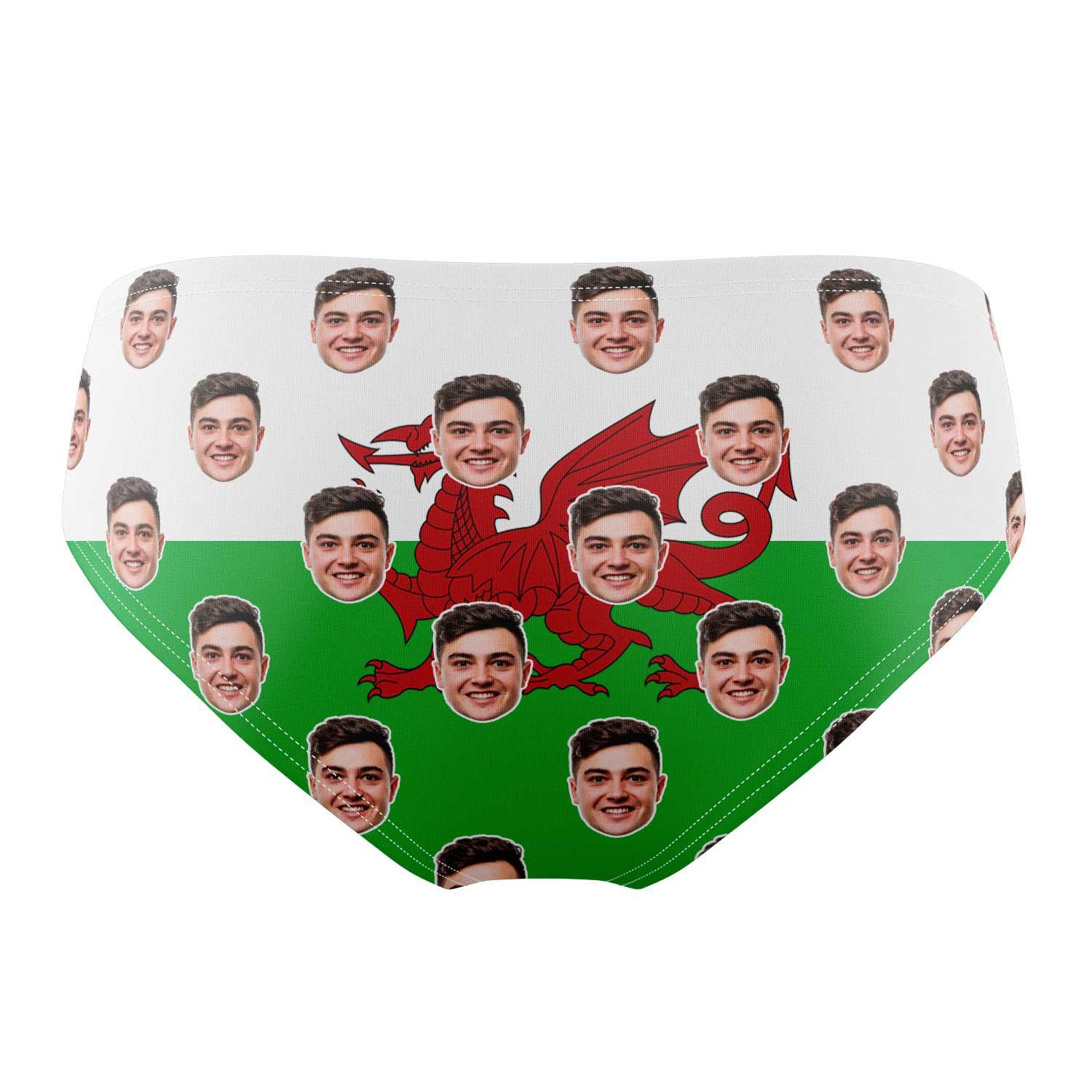 Face Pattern Wales Flag Swim Trunks