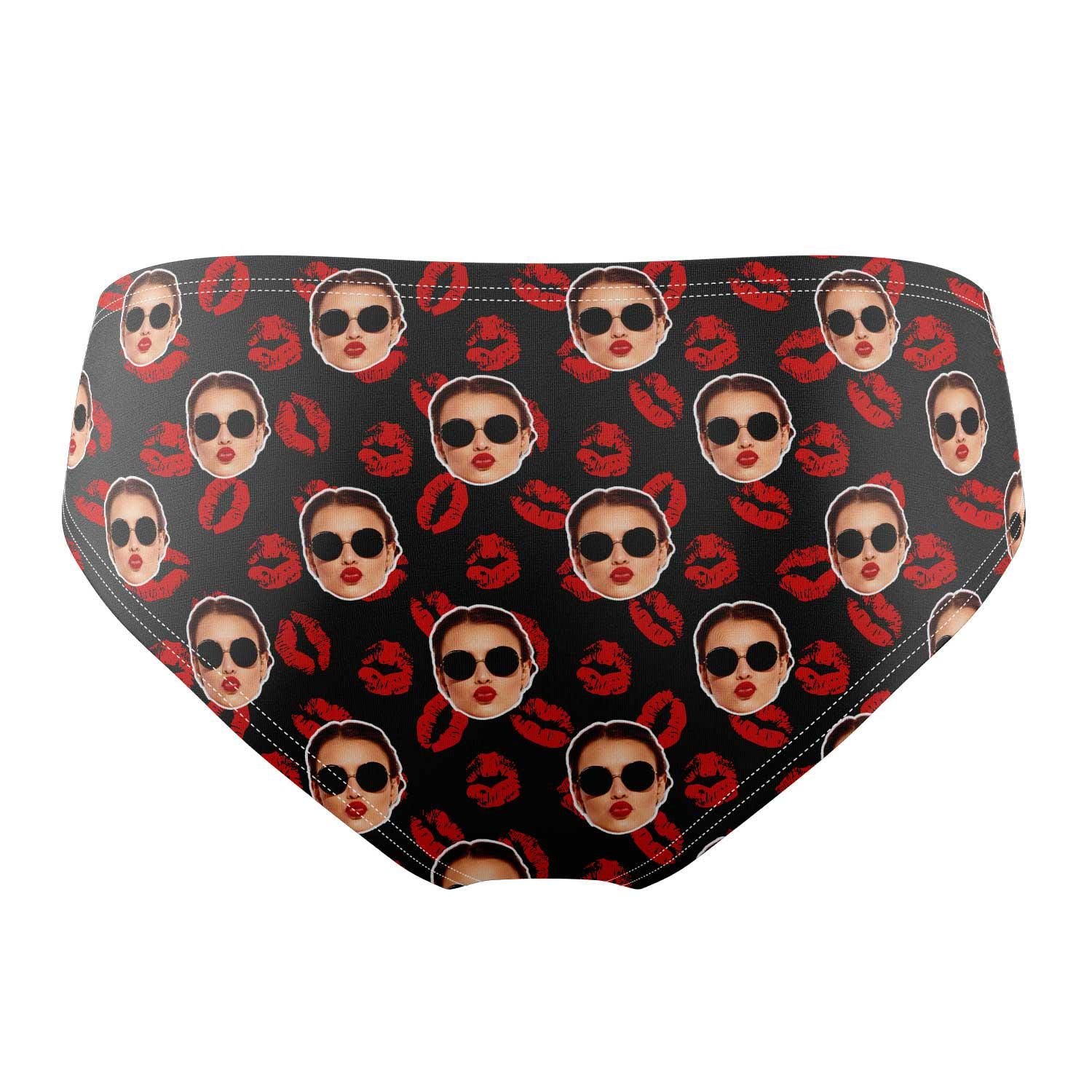 Kiss Lips Face Pattern Swim Trunks