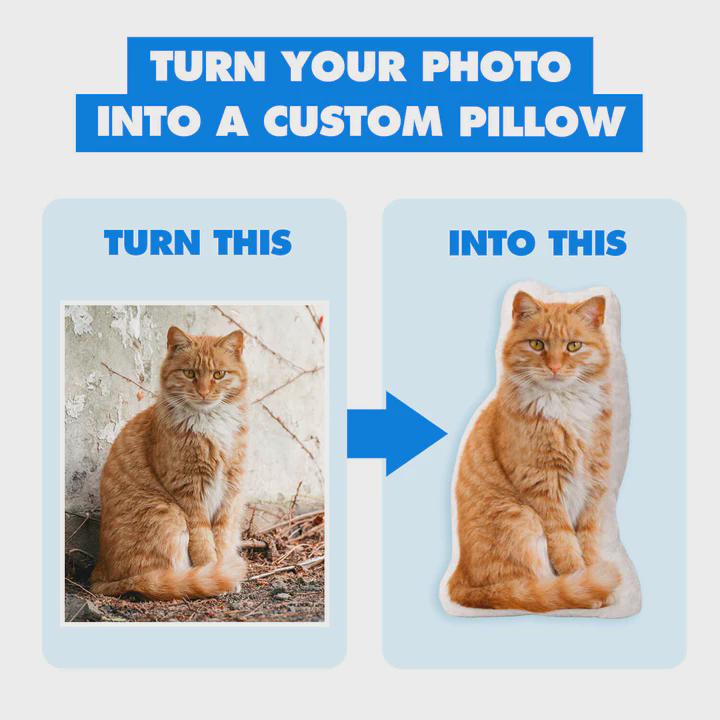 Cat Photo Face Pillow | Personalised Cat Pillow | Custom Pet Shaped Cushion