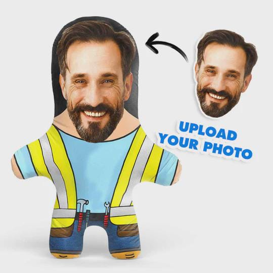 Builder Face Pillow Personalised Teddy Bear
