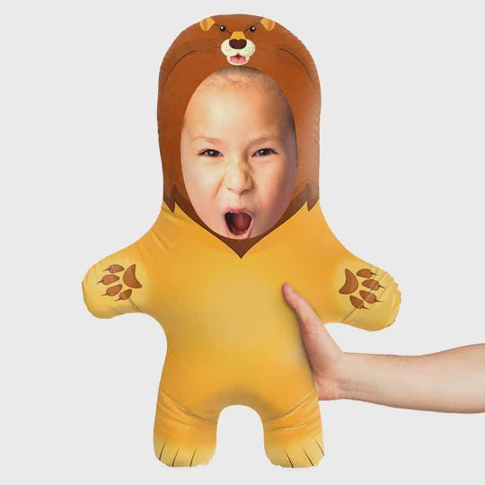 Personalised Lion Teddy Bear | Custom Lion Photo Pillow | Safari & Jungle Gift
