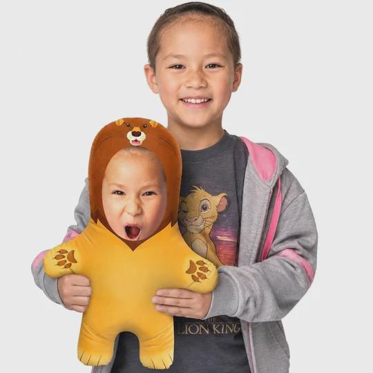 Personalised Lion Teddy Bear | Custom Lion Photo Pillow | Safari & Jungle Gift