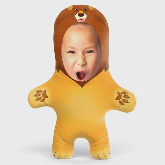 Personalised Lion Teddy Bear | Custom Lion Photo Pillow | Safari & Jungle Gift
