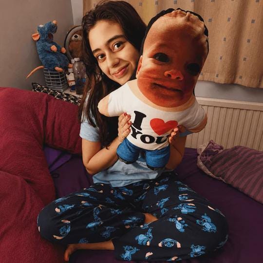I Heart You Face Pillow Personalised Teddy Bear