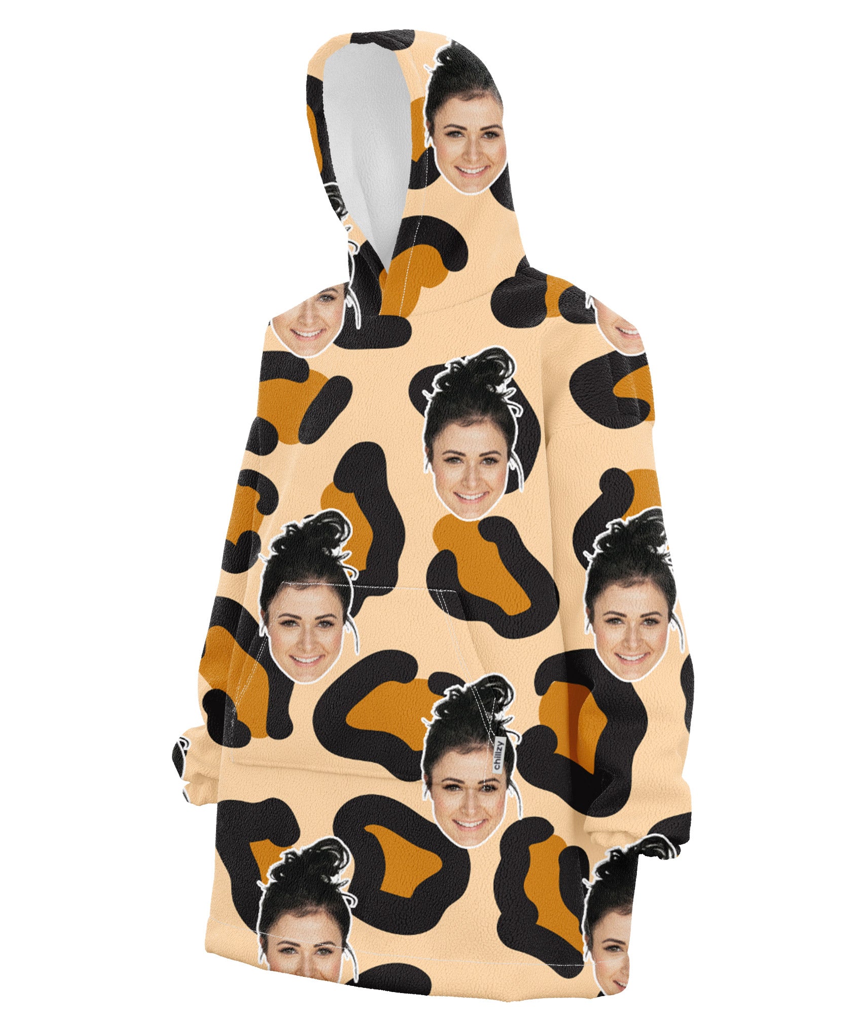 Leopard Print Face Chillzy Hoodie Blanket