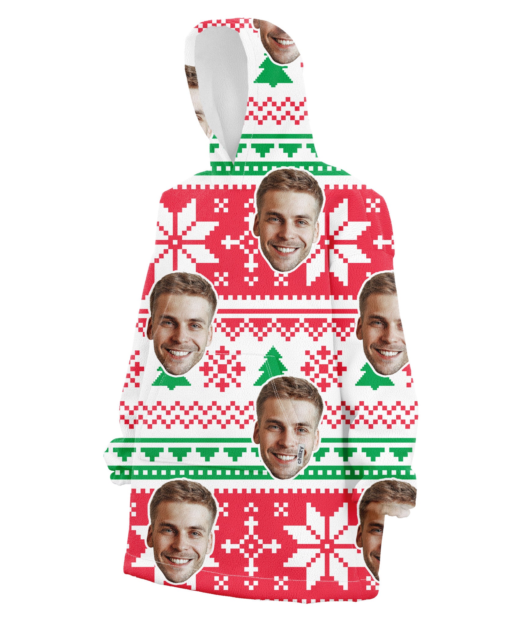 Xmas Nordic Trees & Snowflakes Chillzy Hoodie Blanket