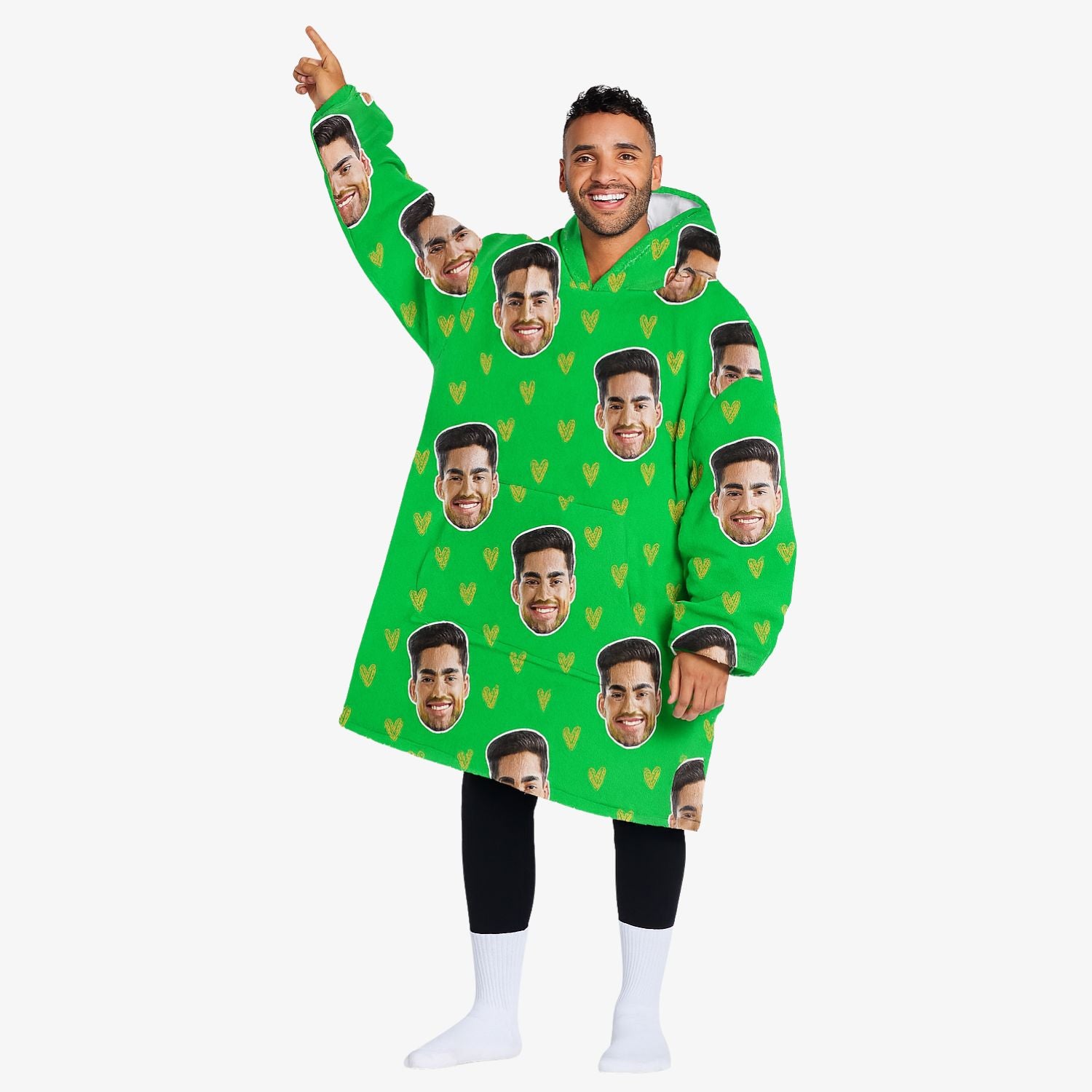 Face Gold Hearts Chillzy Hoodie Blanket