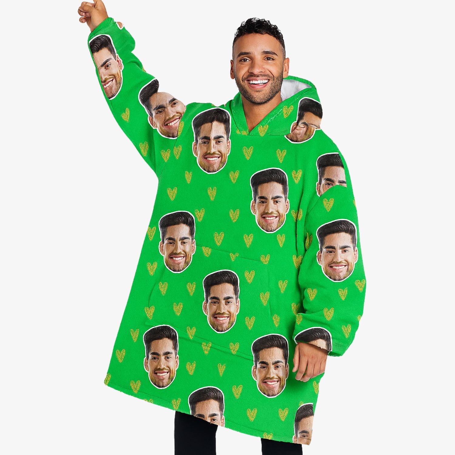 Face Gold Hearts Chillzy Hoodie Blanket