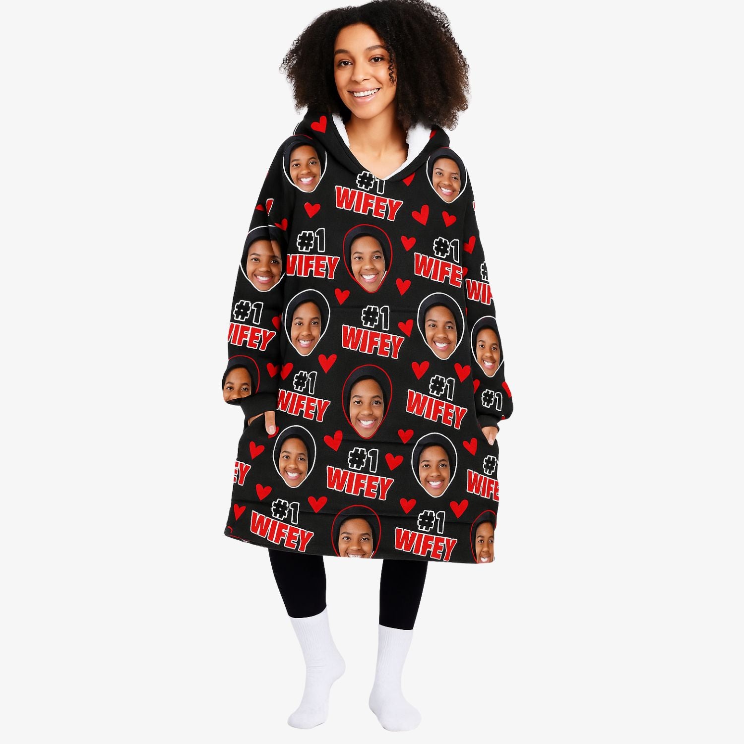 #1 Wifey Face Chillzy Hoodie Blanket
