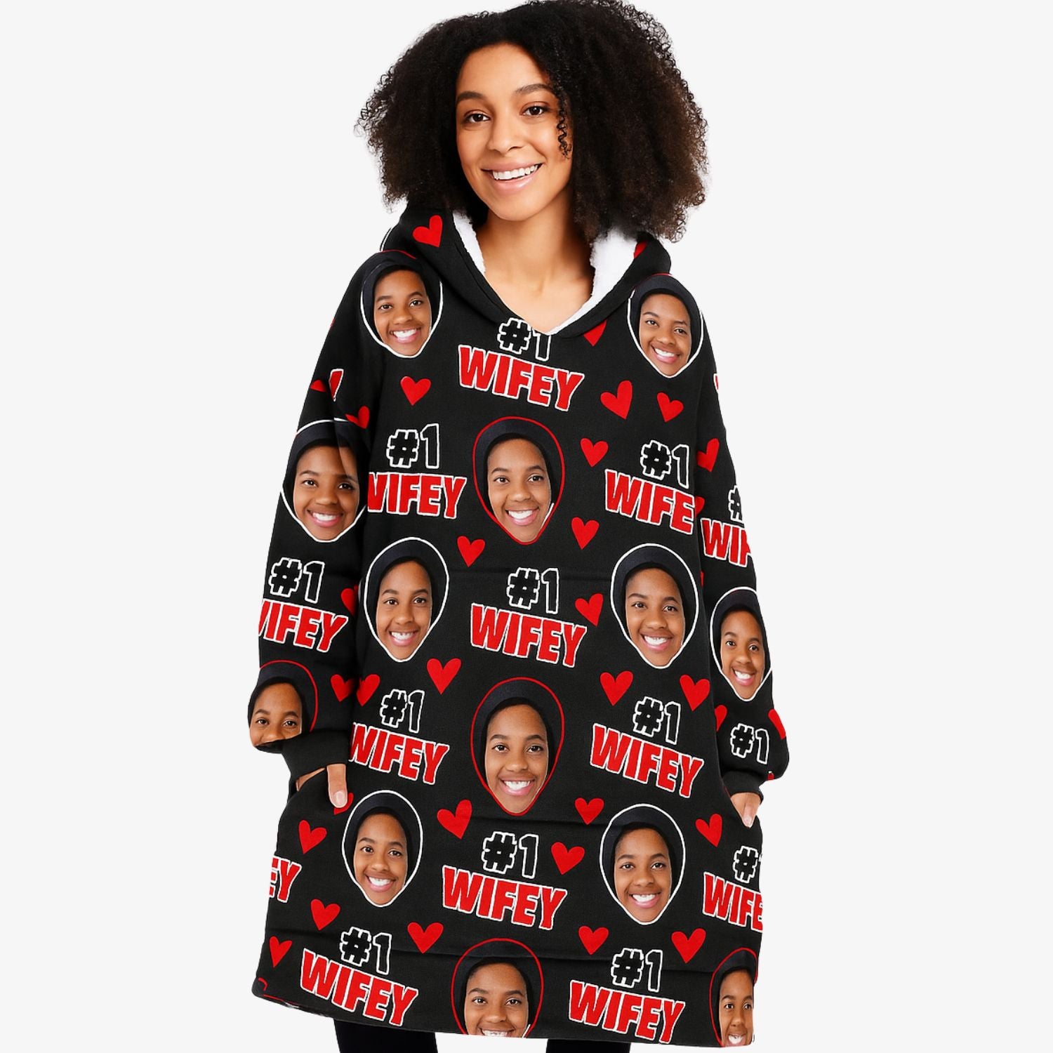 #1 Wifey Face Chillzy Hoodie Blanket

