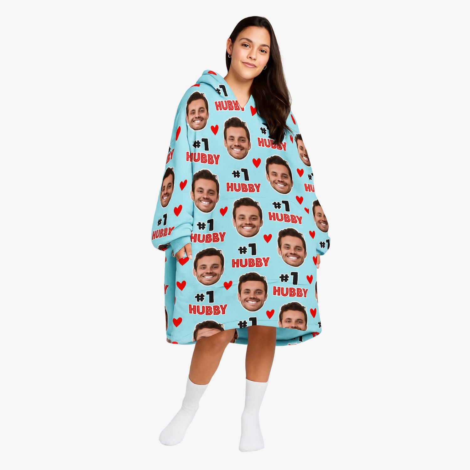 #1 Hubby Face Chillzy - #1 Hubby Hoodie Blanket
