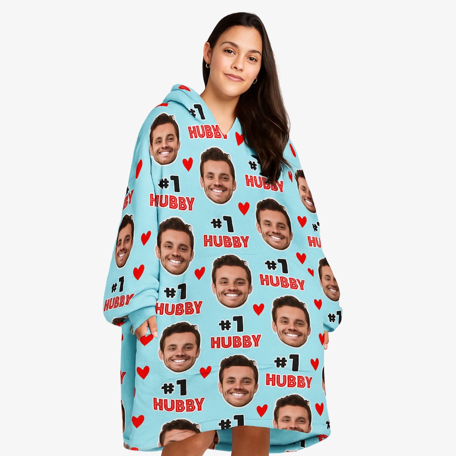 #1 Hubby Face Chillzy - #1 Hubby Hoodie Blanket
